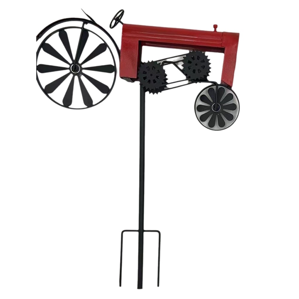 Garden Stake,Farm Tractor,Turning Wheels, Vintage Finish,Tractor Wind7692