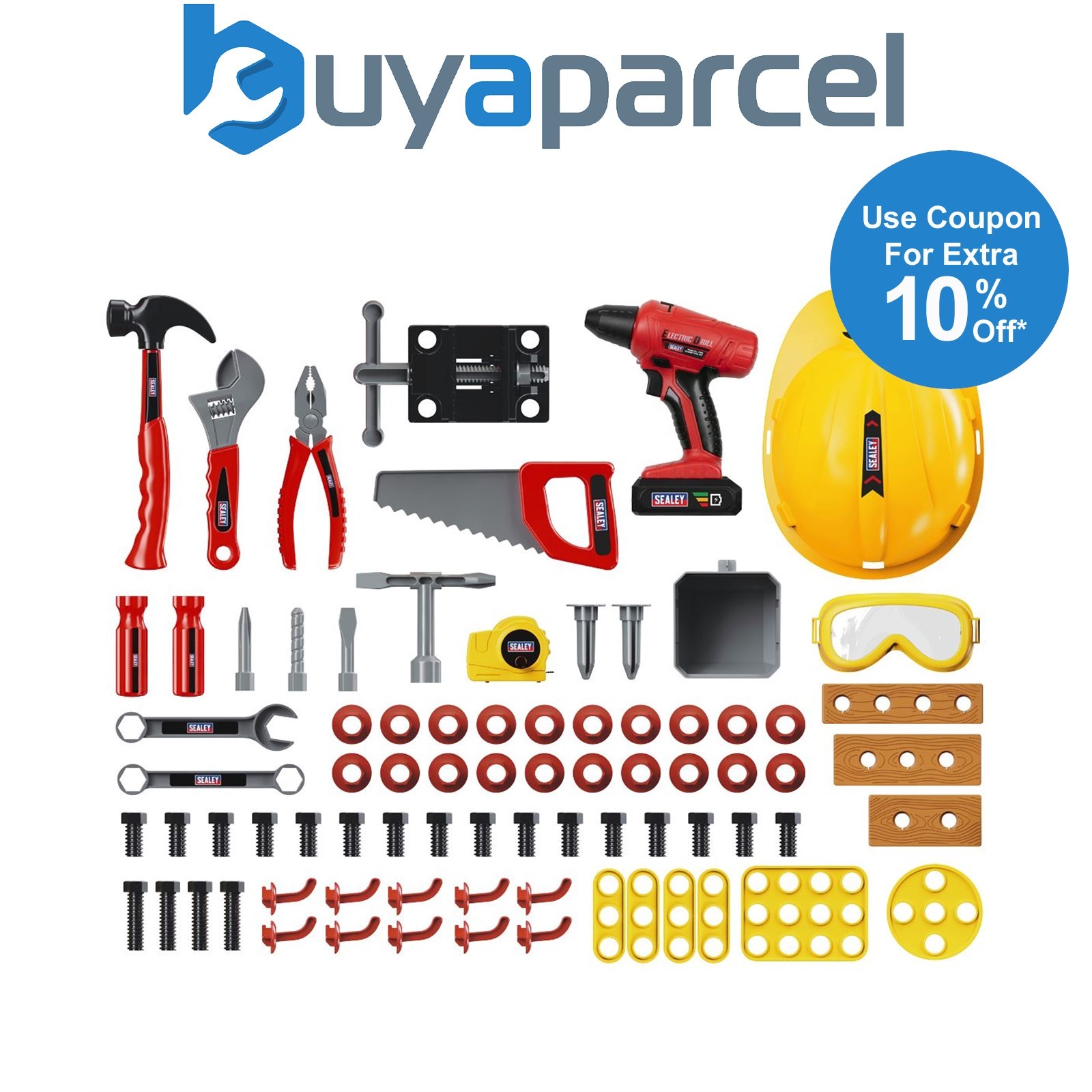 Sealey JTK2 Junior Toy Tool Kit Workbench Kids Childrens Play Tool Set 90pc