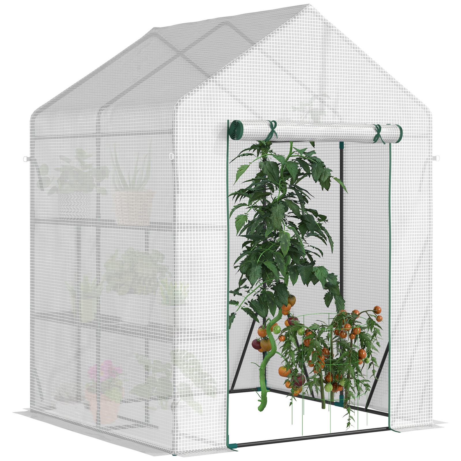 Outsunny Greenhouse for Outdoor, Portable Gardening Plant Grow House w/ Shelf