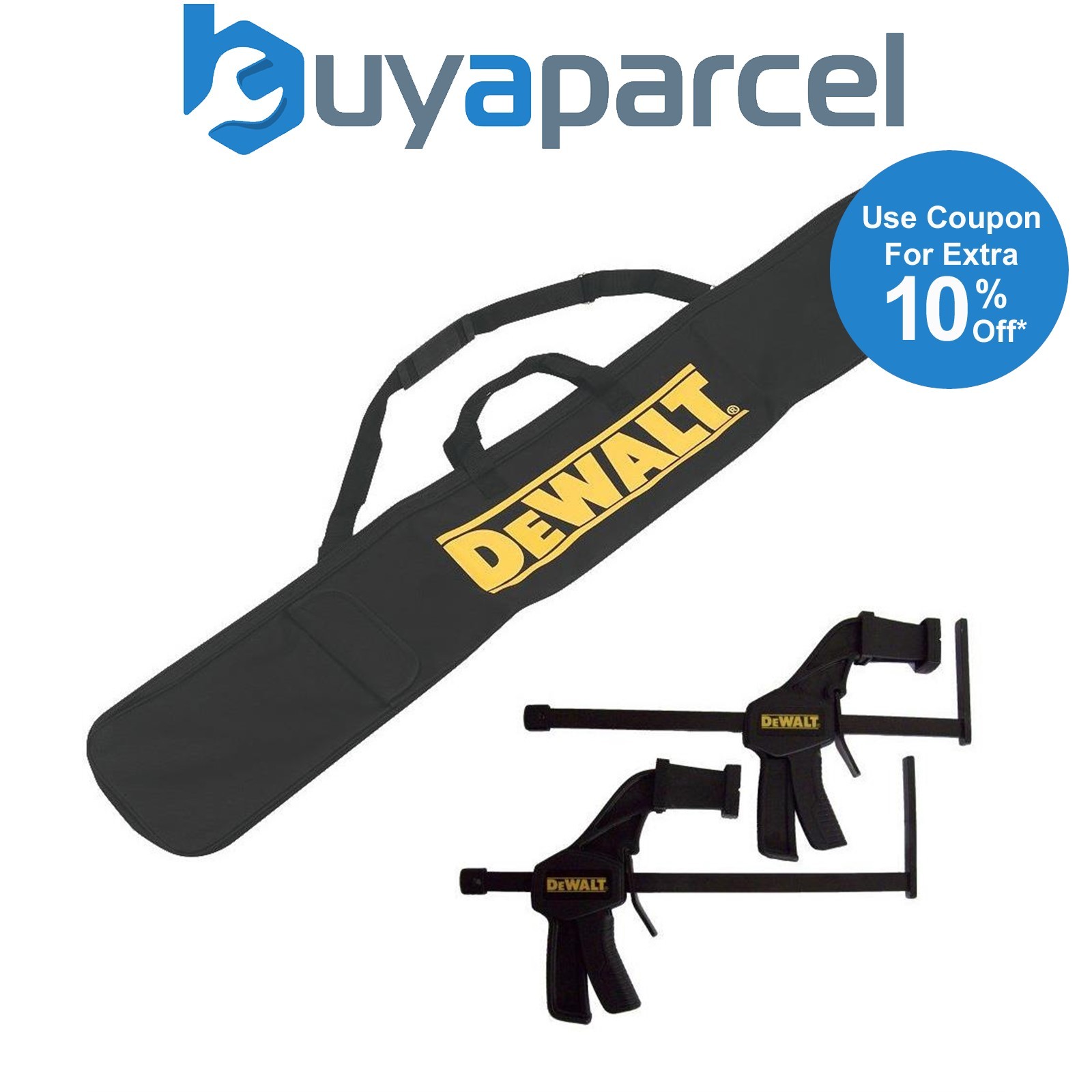 Dewalt DWS5025 Plunge Saw Guide Rail Carry Bag + Pair Guide Rail Clamps DWS5026