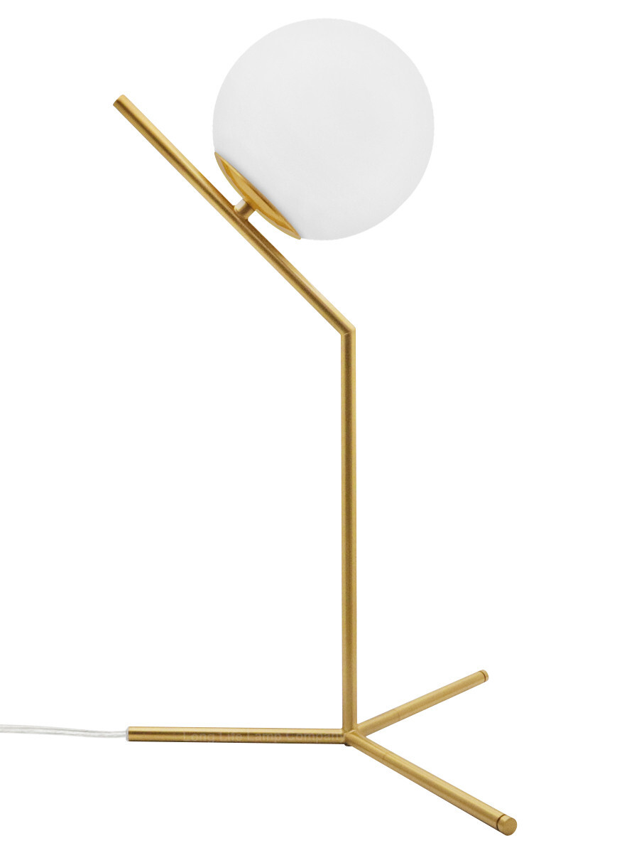 Art Deco Brass Table Lamp Opaque Glass Shade Bedside Light Frosted Globe H3119