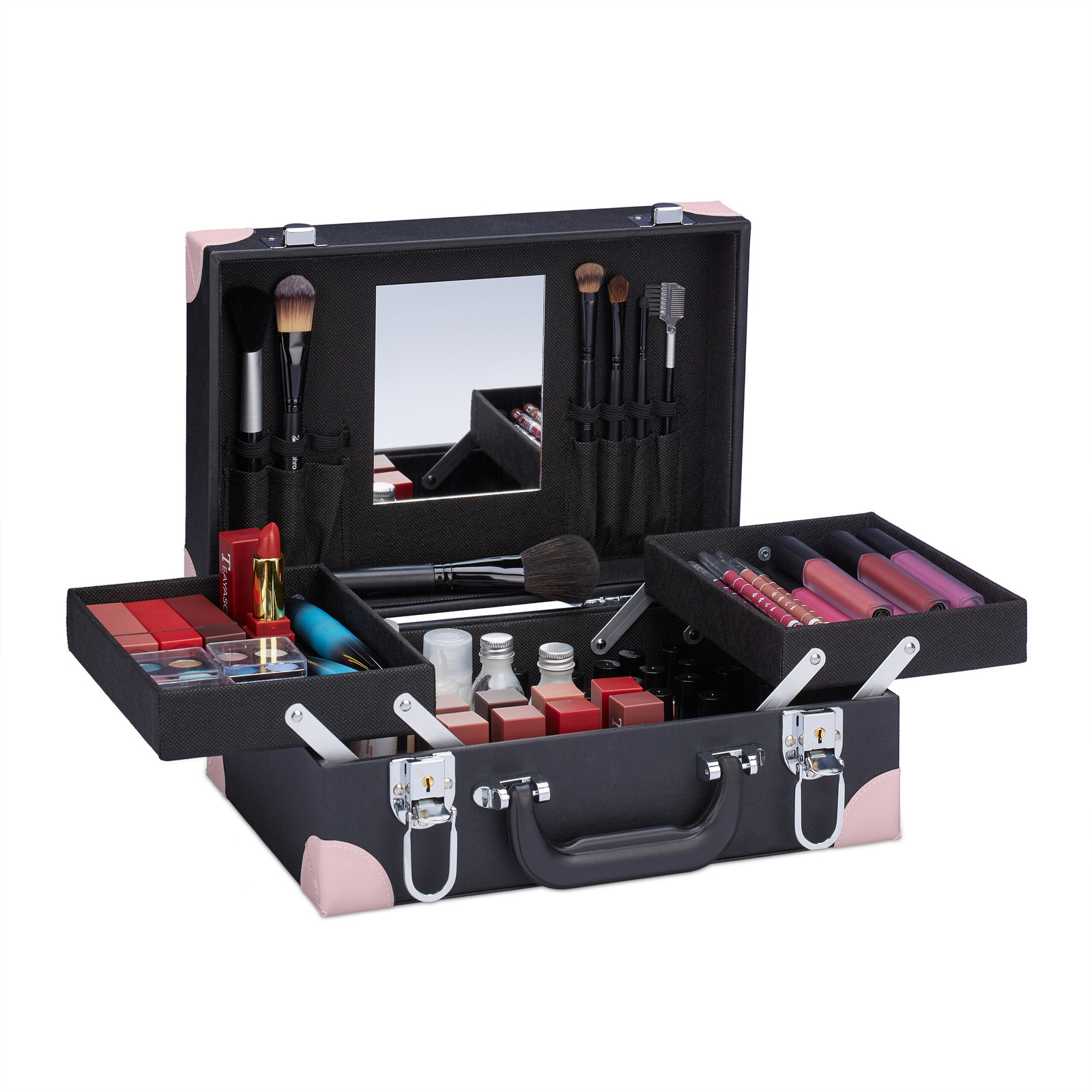 Makeup case cosmetic storage nail polish holder lockable portable beauty case