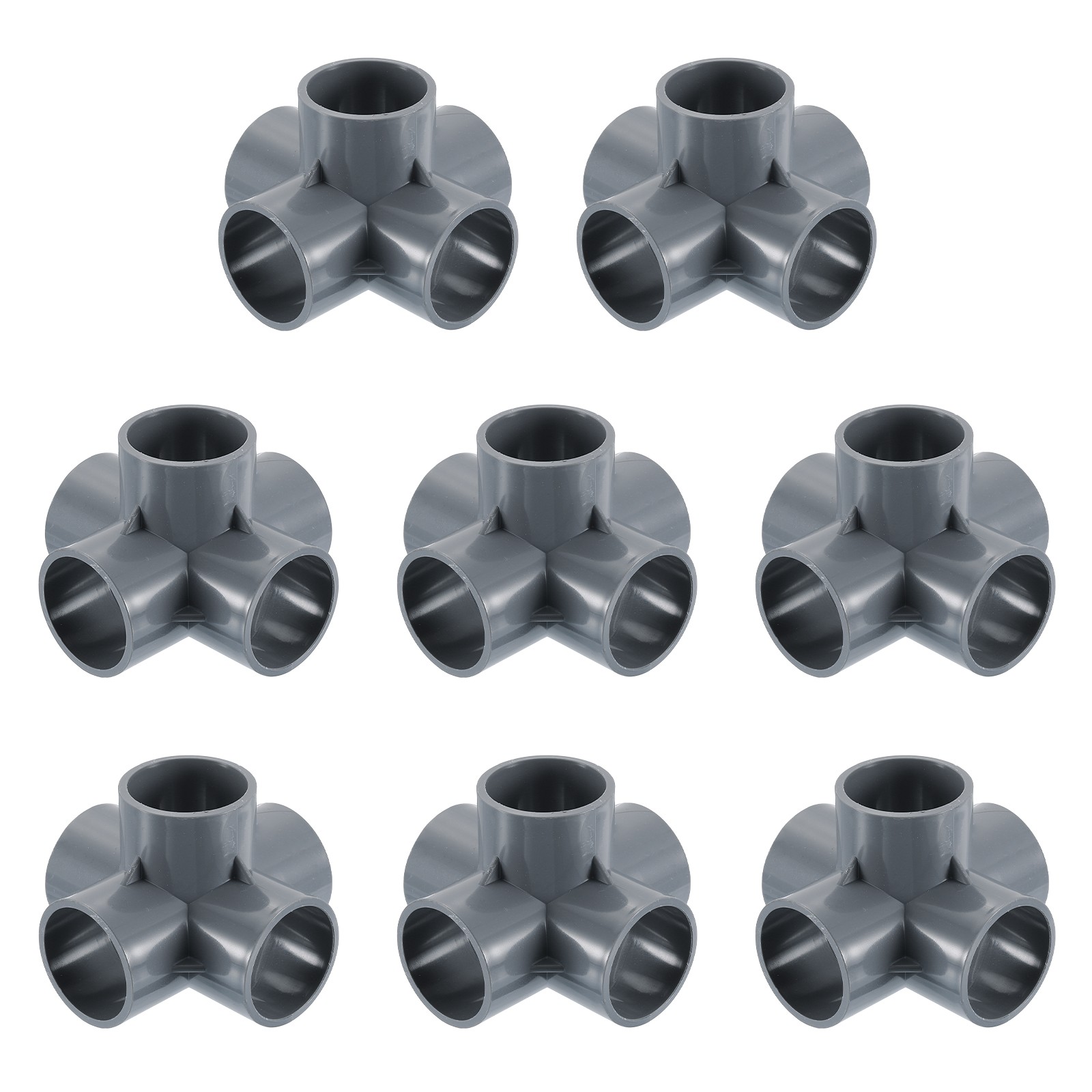 1-1/4" PVC Fittings, 8 Pcs 5 Way Elbow Connector Elbow PVC Corner Fitting, Grey
