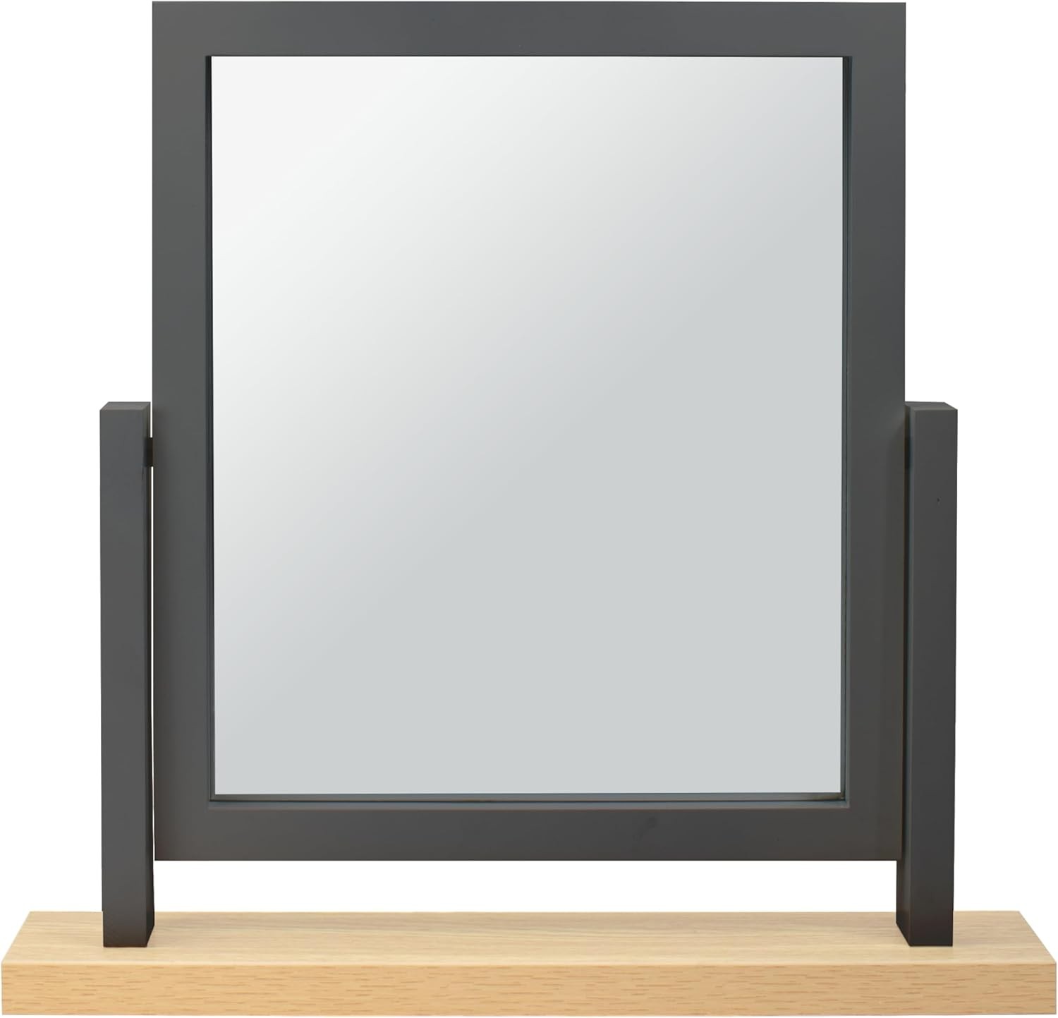 Rectangle Wood Dressing Table Mirror, Midnight Grey Oak 48x44cm, Two Tone Frees