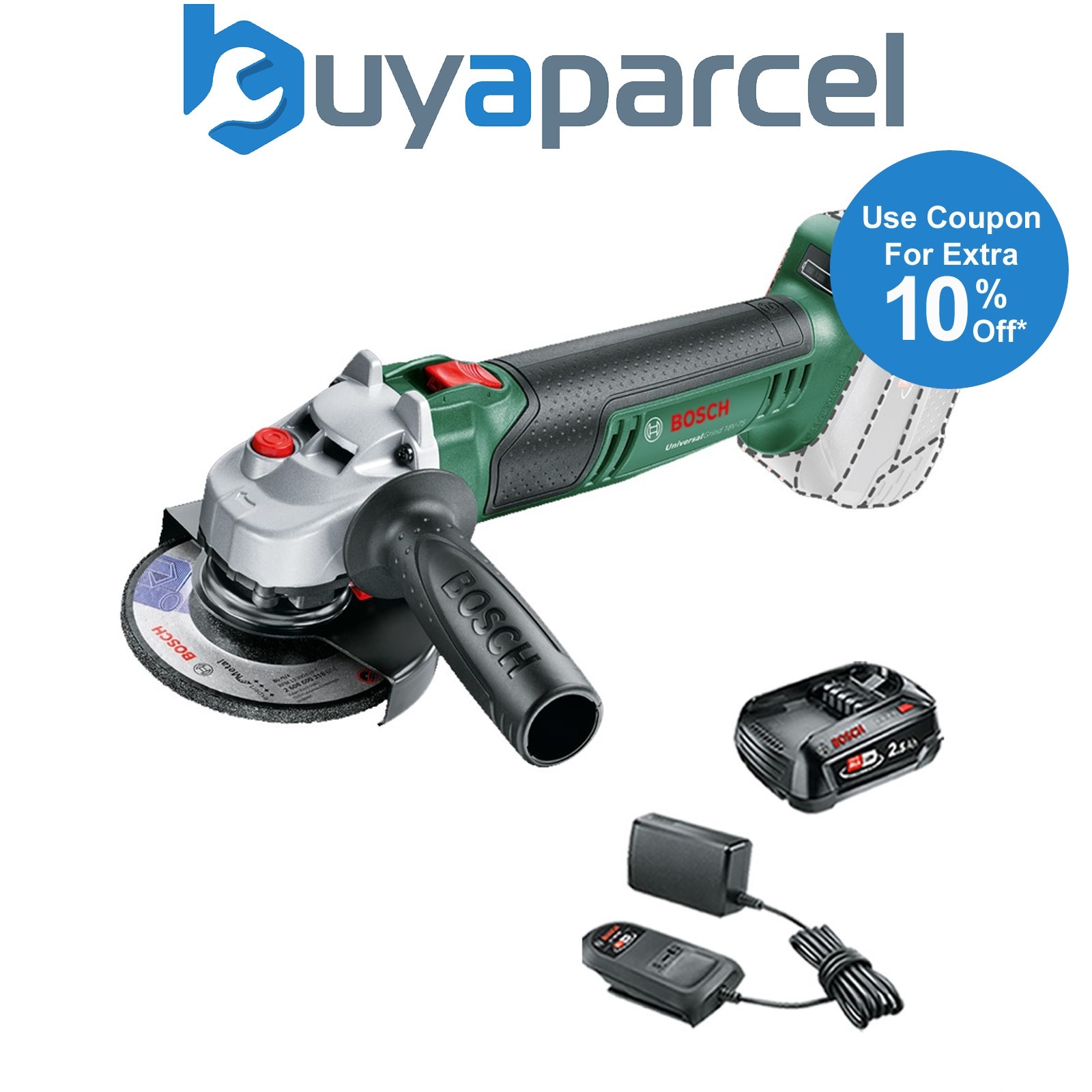 Bosch 06033E5000 UniversalGrind 18v Angle Grinder 115mm + 2.5AH Battery Kit