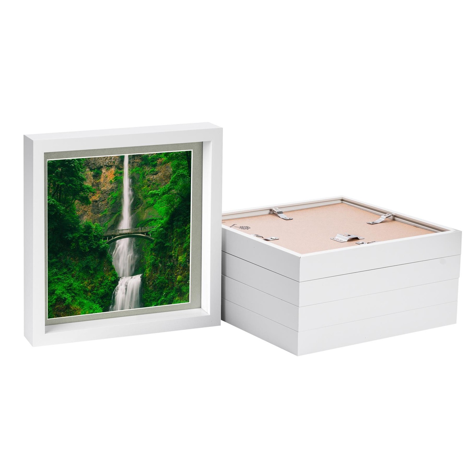 5x White 10" x 10" 3D Box Photo Frames Grey 8" x 8" Mount Craft Shadow Picture