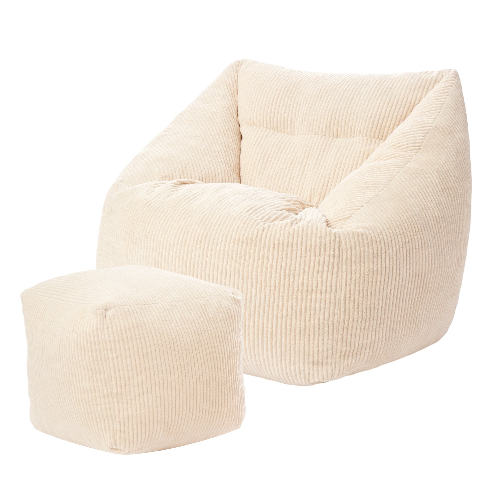 Bean Bag Chair with Footstool Charcoal Grey Large Bean Bags Adult Bean Bag Sofa