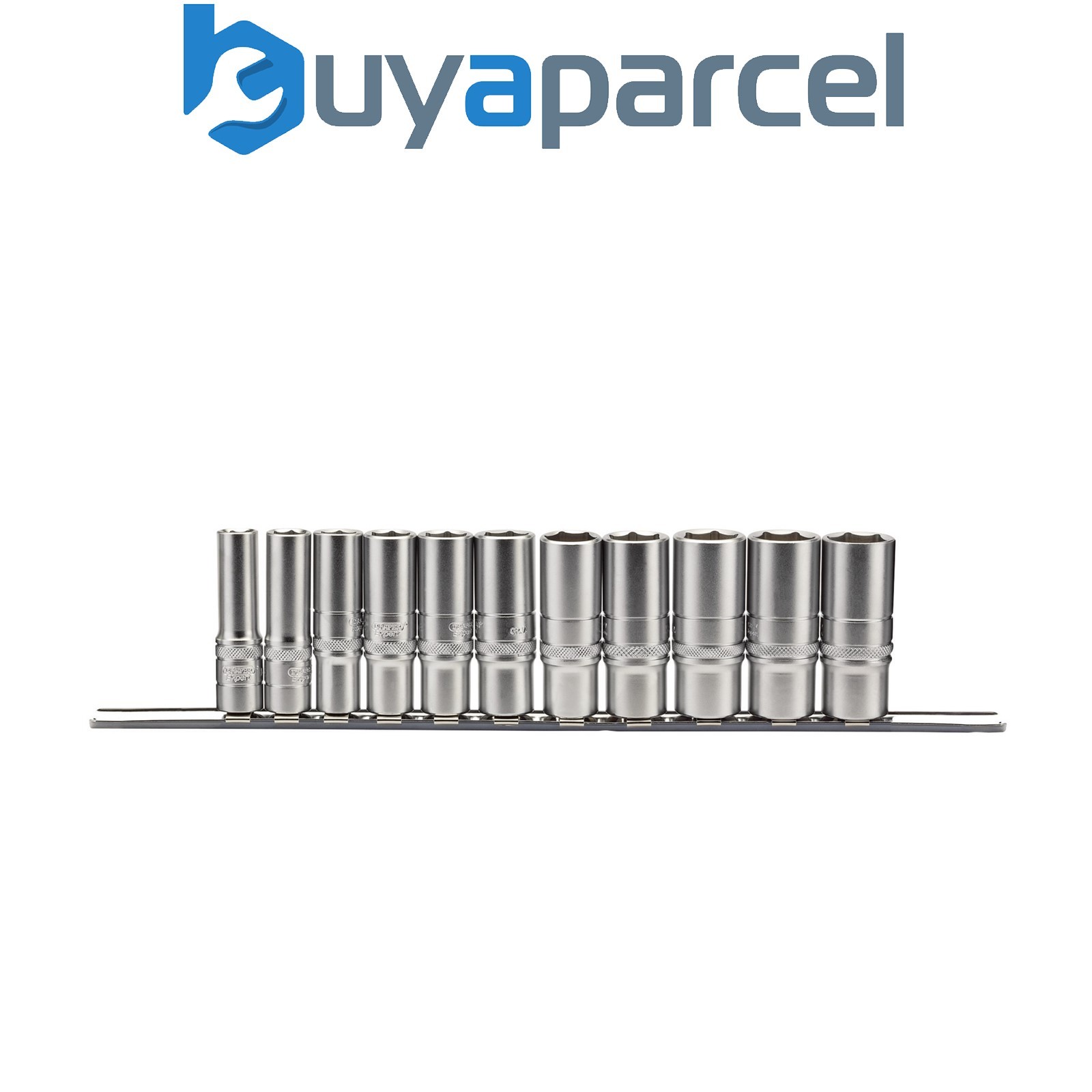 Draper 16495 Draper Expert Imperial Deep Socket Set on a Metal Rail, 3/8" Sq. Dr