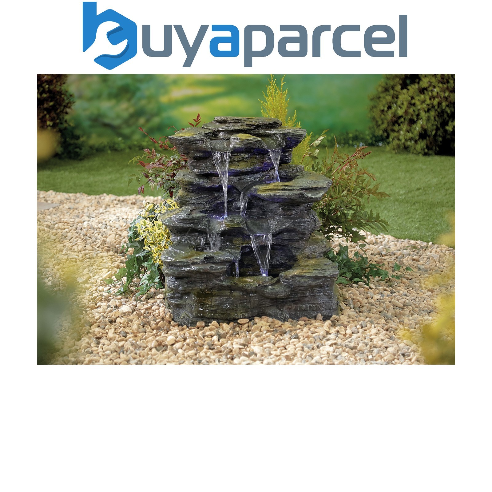Easy Fountain Cosmo Springs LED Natural Garden Water Feature Stone Slate Effect