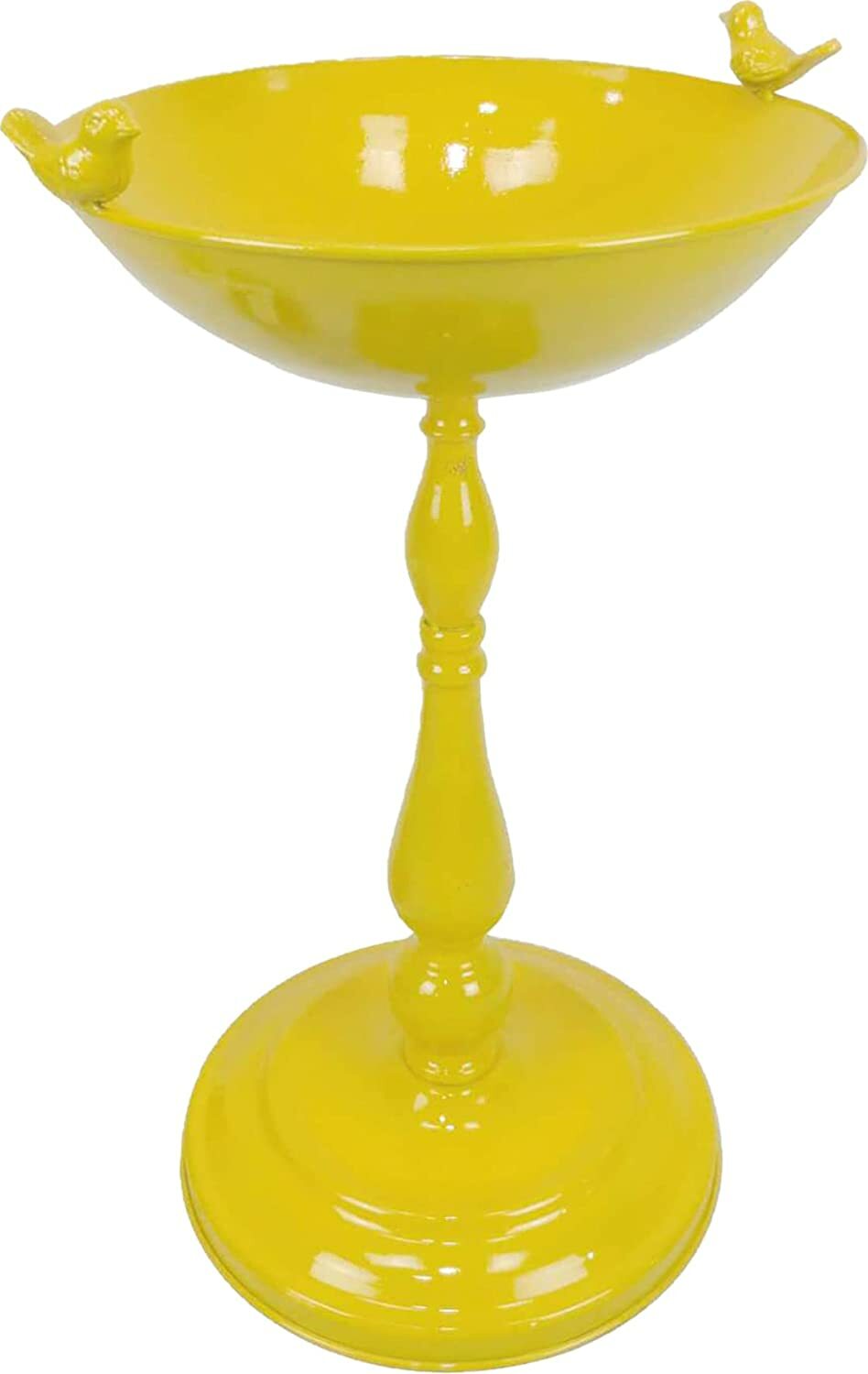 Outdoor Garden Free Standing Weatherproof Bird Design Pedestal Yellow Bird Bath