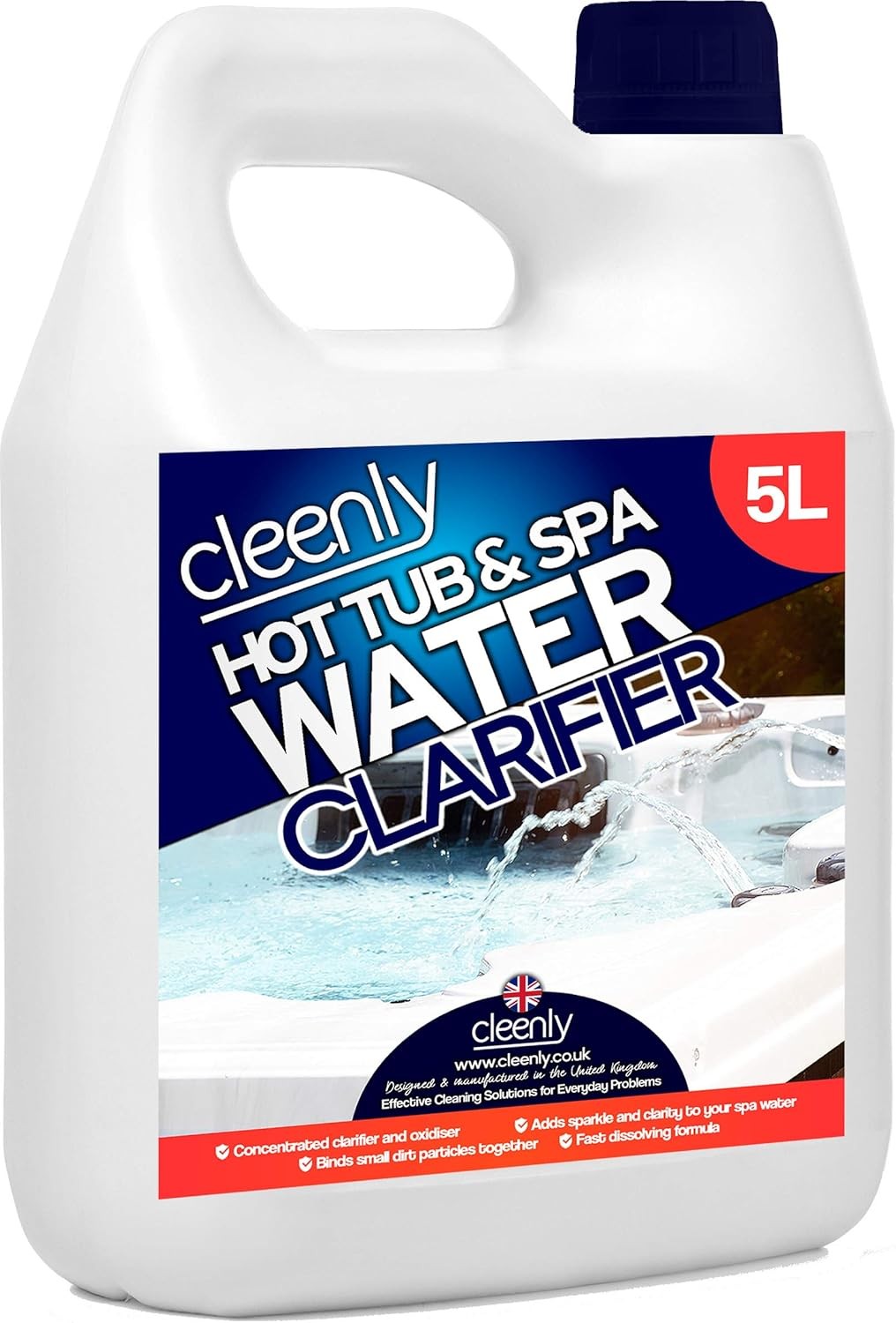 Cleenly Hot Tub & Spa Water Clarifier - 5 litres - Transforms Cloudy, Dull Look