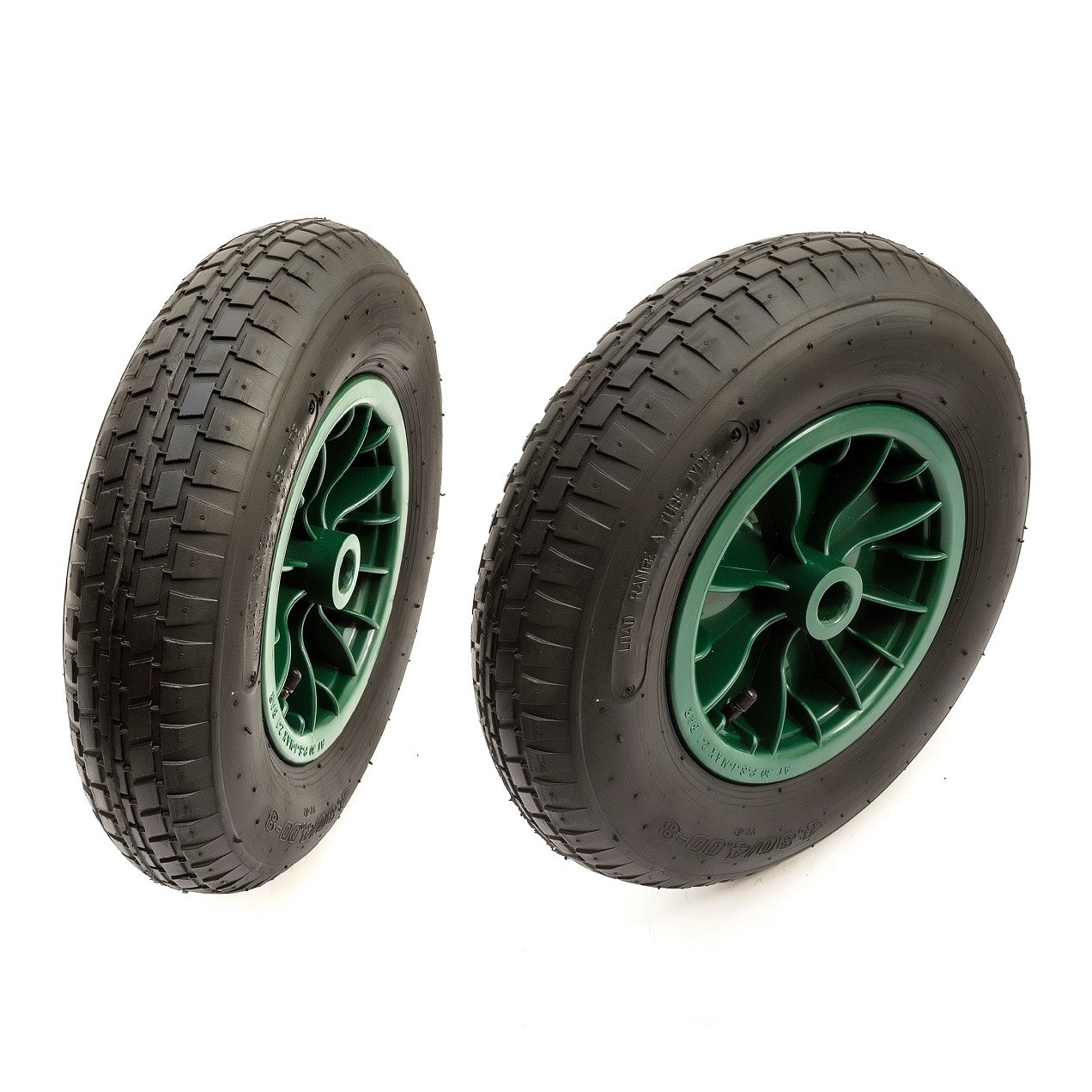 2x 4.80/4.00-8 Wheel Air Tyres 15" 2Ply 25.4mm Bore 75mm Garden Barrow Trolley