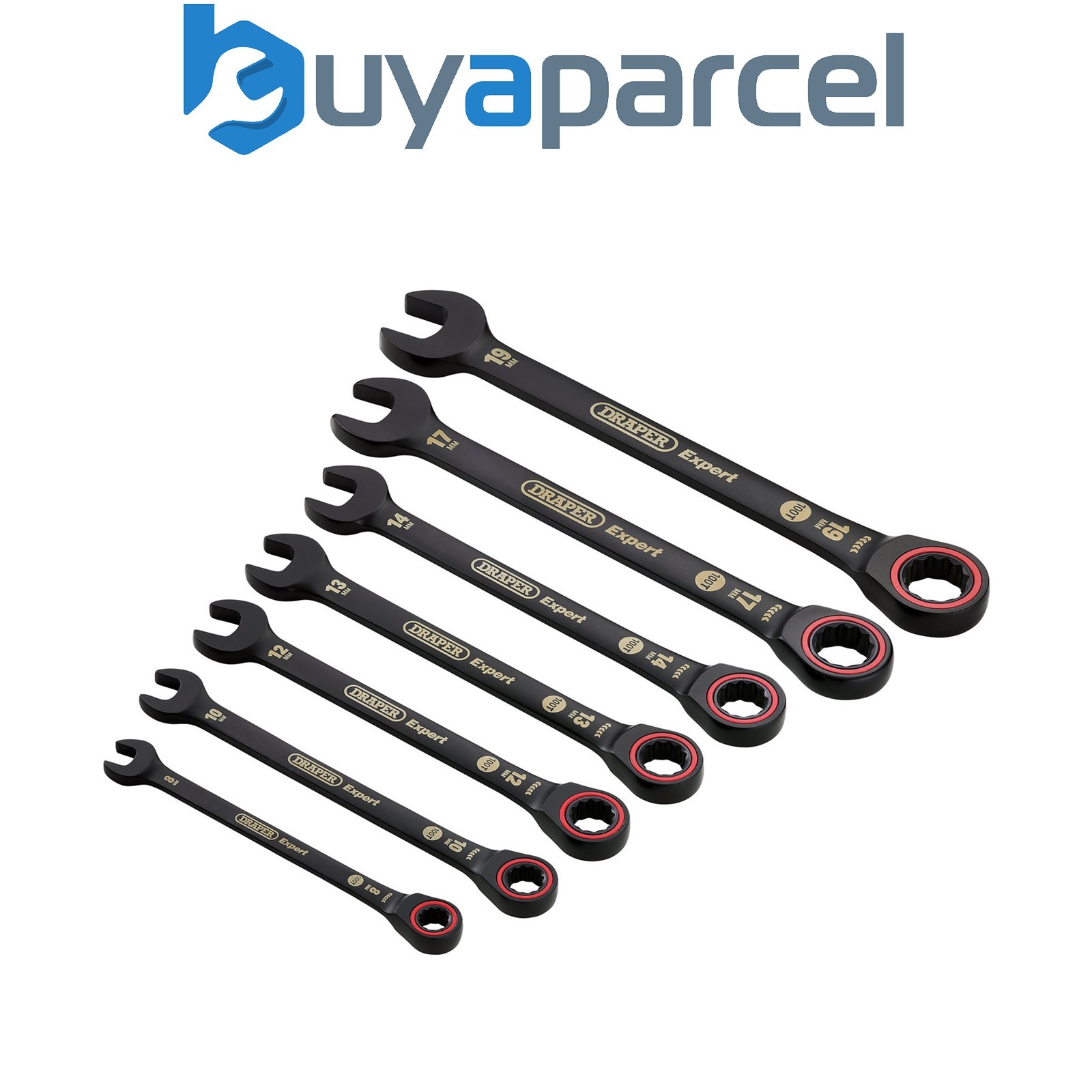 Draper 03895 Draper Expert HI-TORQ Metric Ratchet Combination Spanner Set, Black