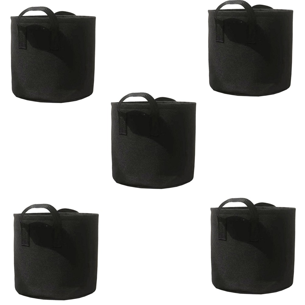 5X(Black Heavy Duty Fabric Pots, Vegetable/Flower/Plant Bags, Thickened6713