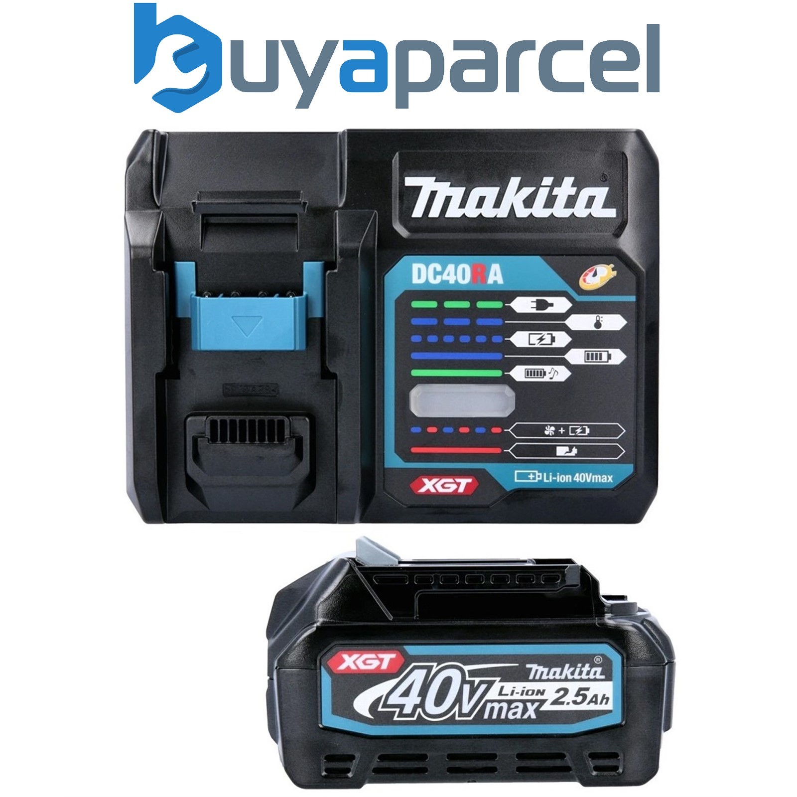 Makita BL4025 40V Max 2.5Ah Li-ion XGT Battery 191B36-3 + DC40RA Fast Charger