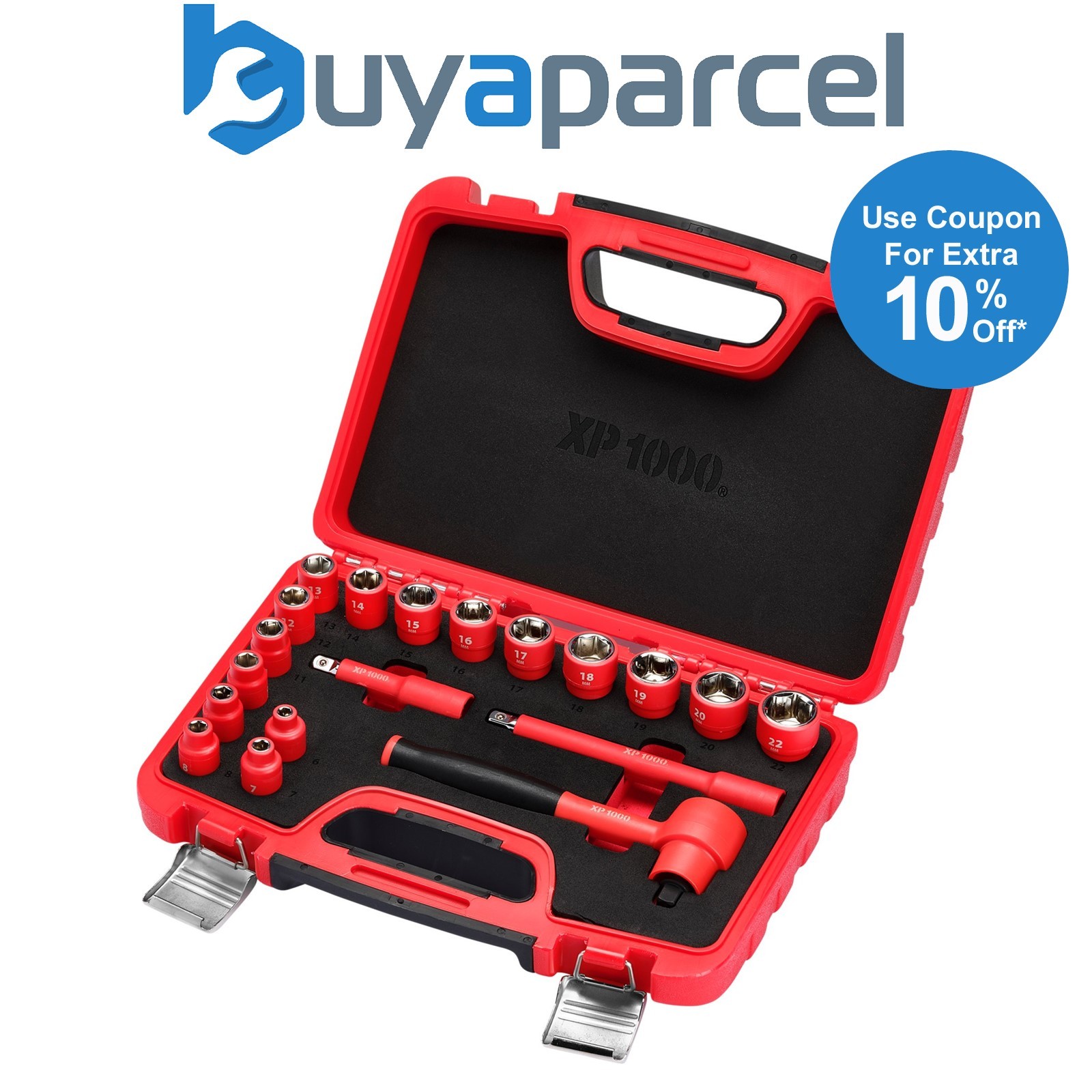 Draper 16306 XP1000 VDE Metric Socket Set, 3/8" Sq. Dr. (19 Piece)