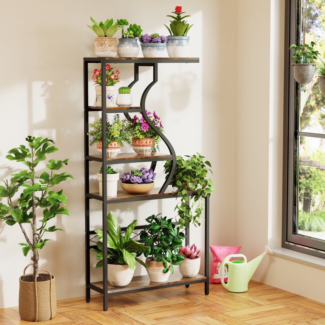5 Tier Metal Plant Stand Flower Holder Shelf Garden Flower Pot Organizer Rack UK