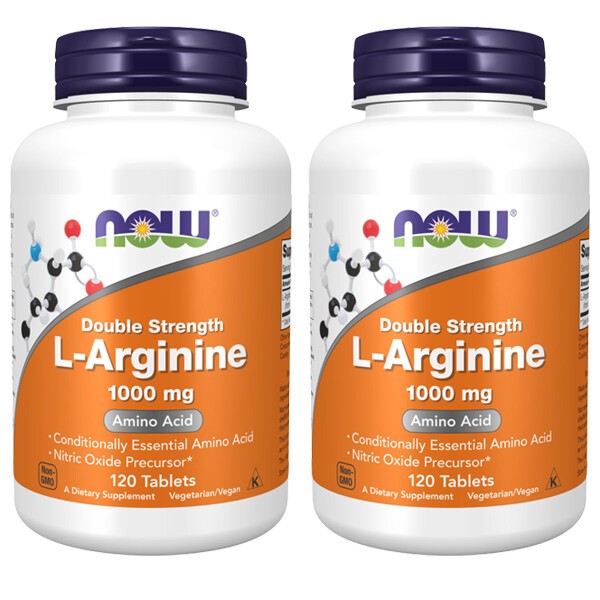 Double Strength L-Arginine 1000mg 2X120 Tabs Amino Acid Now Foods Kosher/Vegan