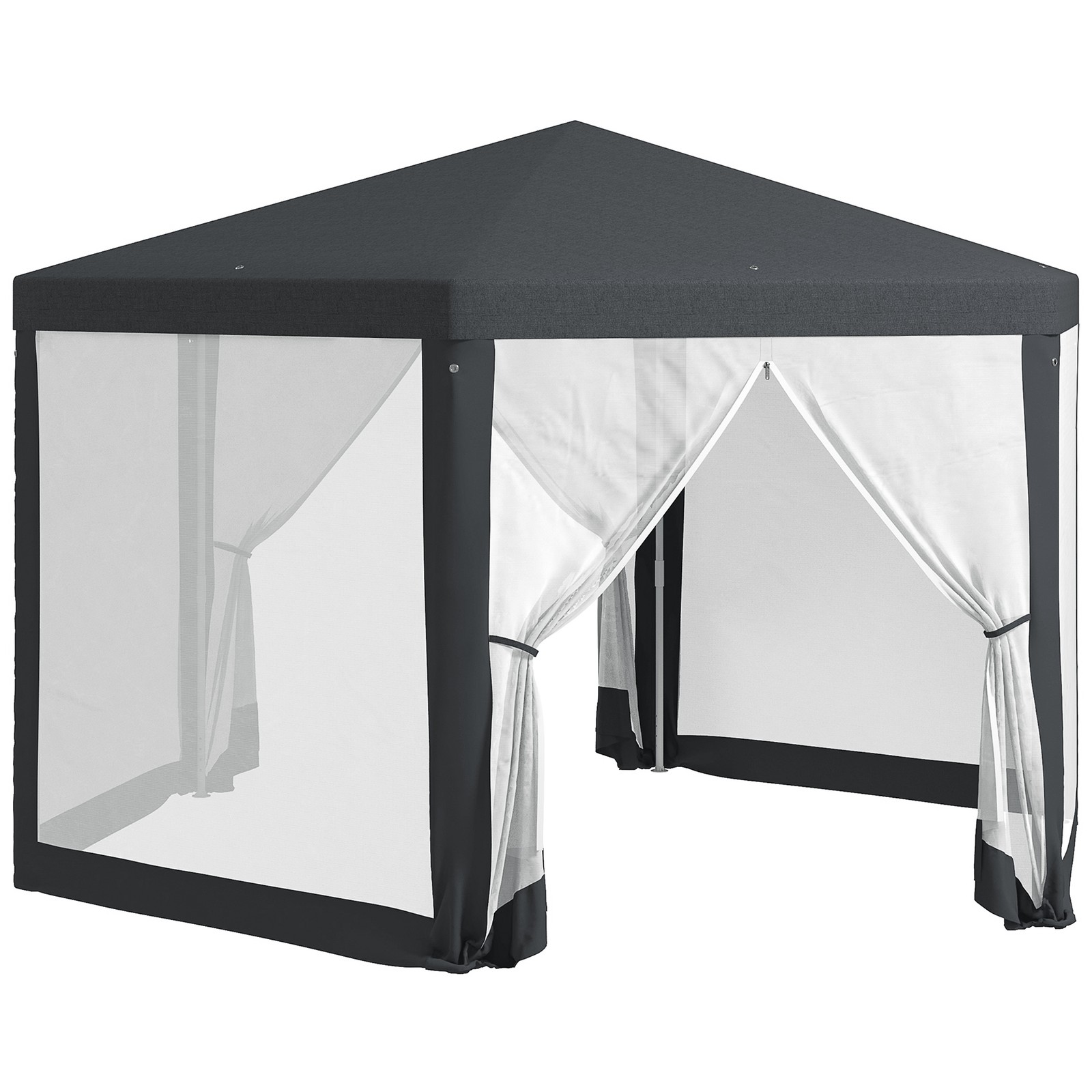 Outsunny Hexagonal Gazebo Patio, Outdoor Canopy Patio Party Tent Dark Grey