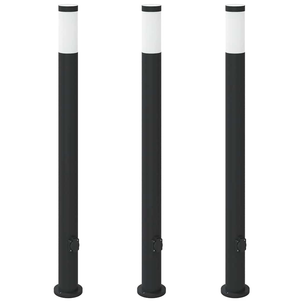 Bollard Lights 3pcs 110cm Stainless Steel IP44 With Outlet Outdoor vidaXL