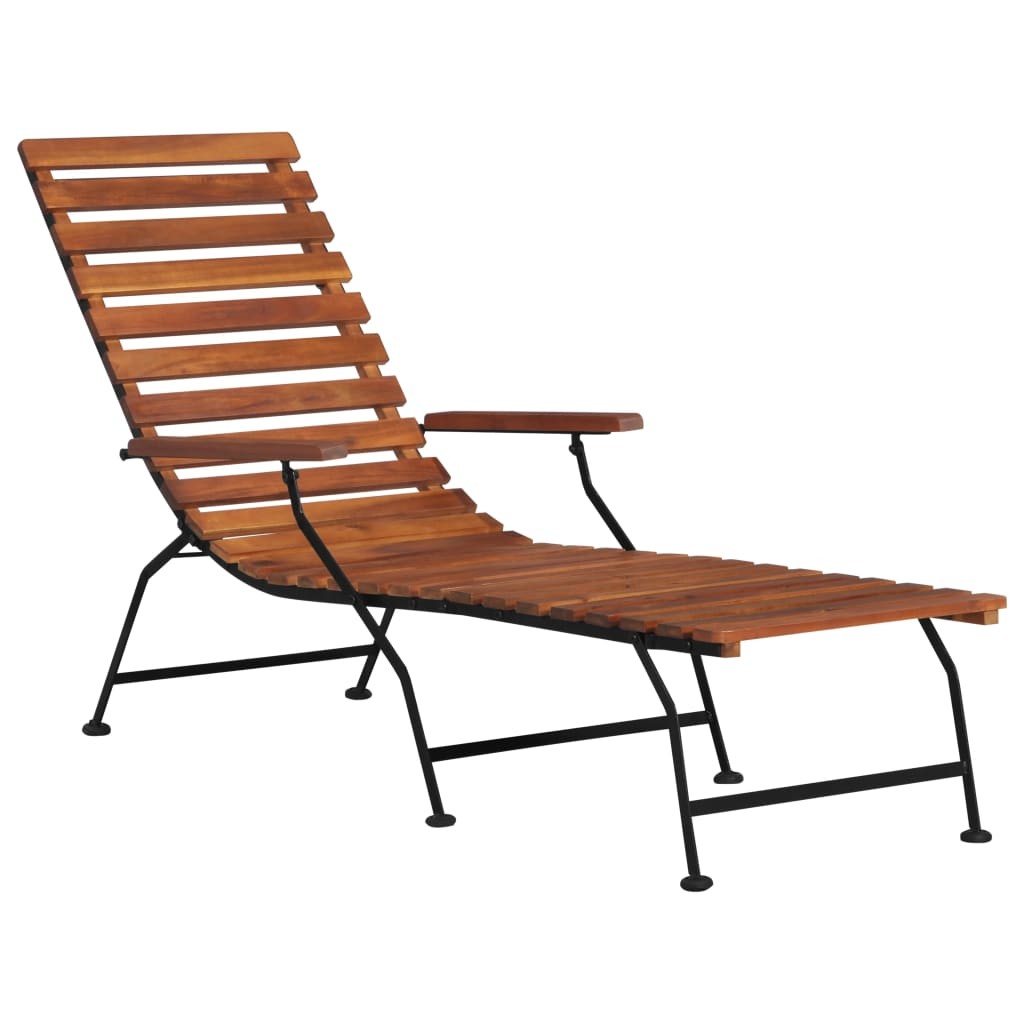 Solid Acacia Wood Outdoor Deck Chair Garden Sun Lounger with Footrest vidaXL