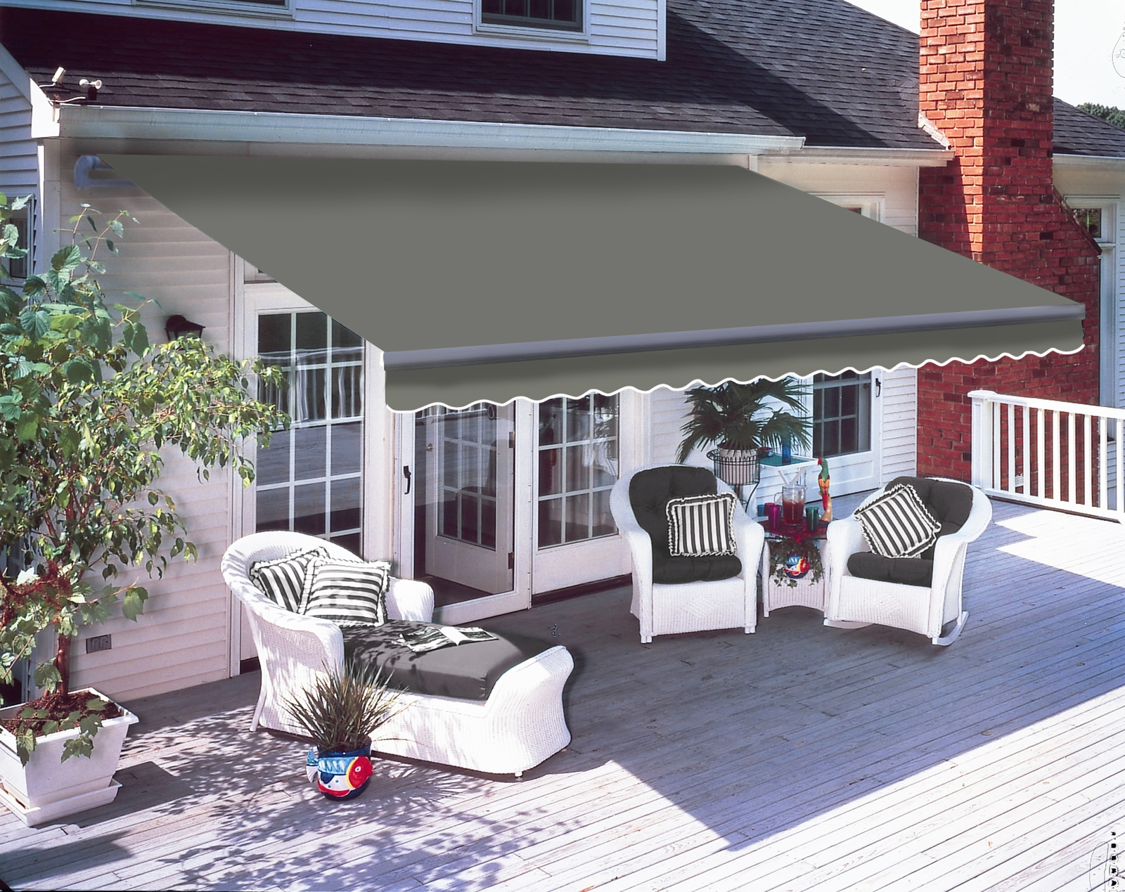 4M Retractable Awning Manual Outdoor Garden Canopy Patio Sun Shade Shelter Grey