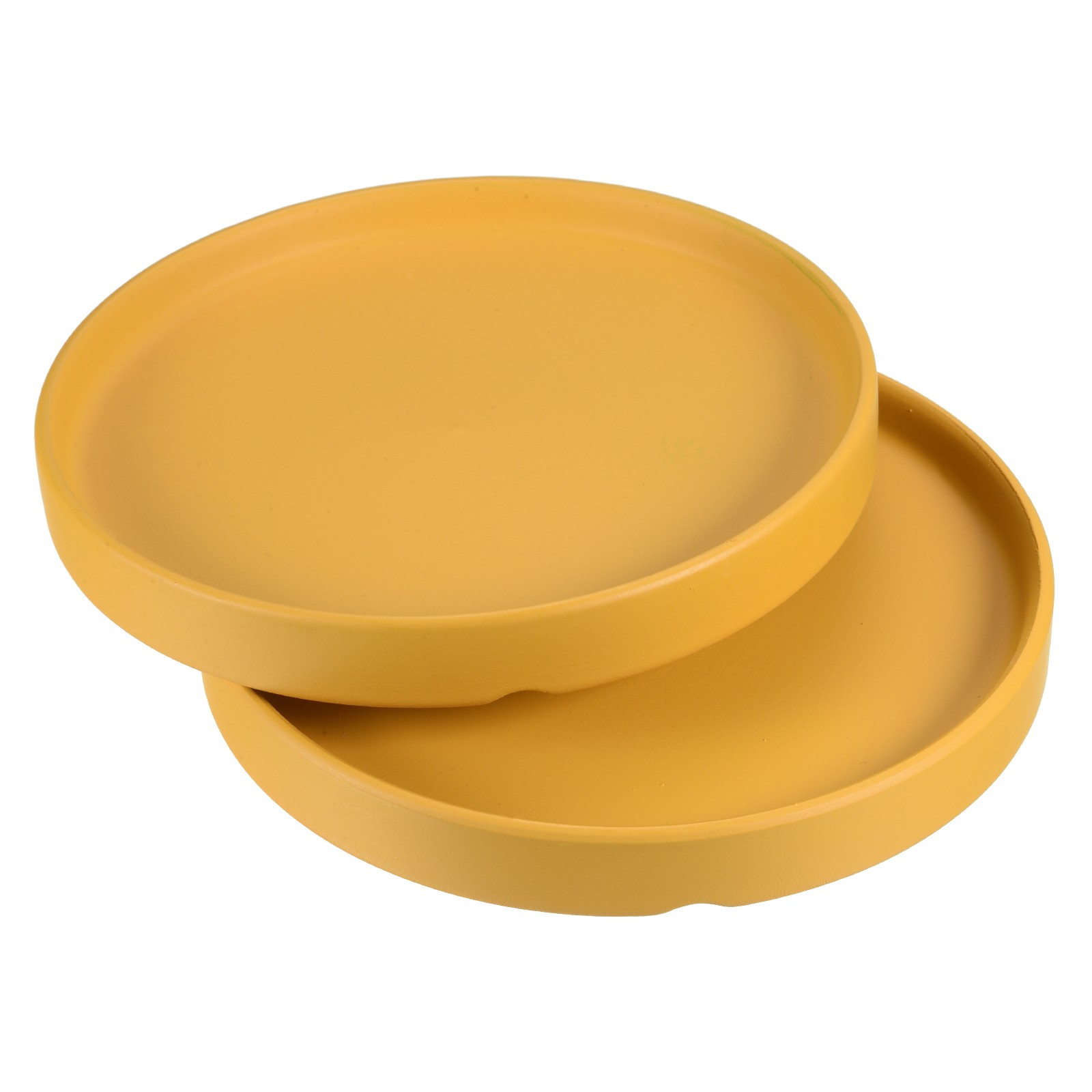 2pcs 6" Ceramic Round Plant Pot Saucers Flower Drip Tray Indoor Outdoor, Yellow