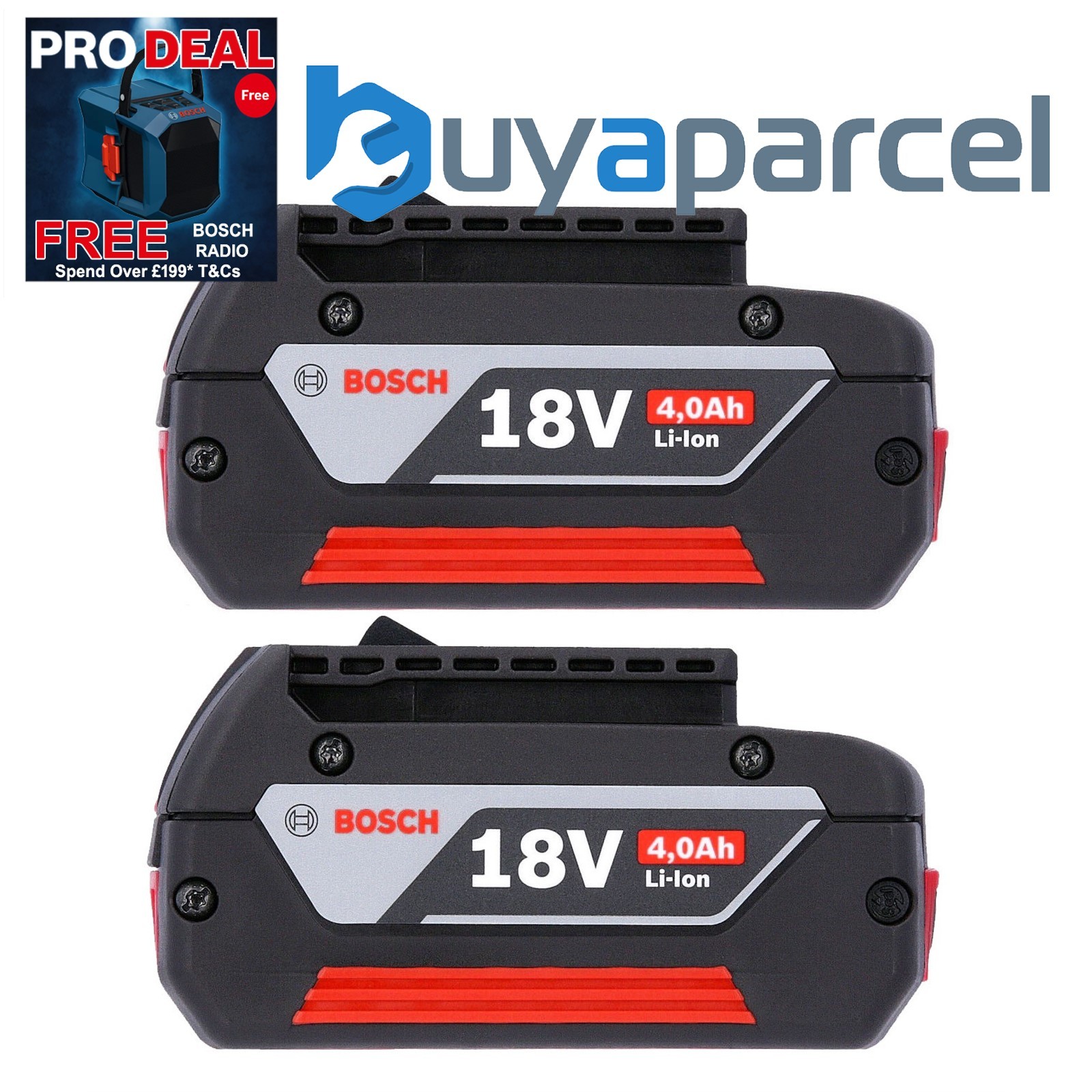 2 x Bosch 18v 4.0Ah Li-ion Genuine Batteries Lithium Ion Cordless 4ah Cool Pack