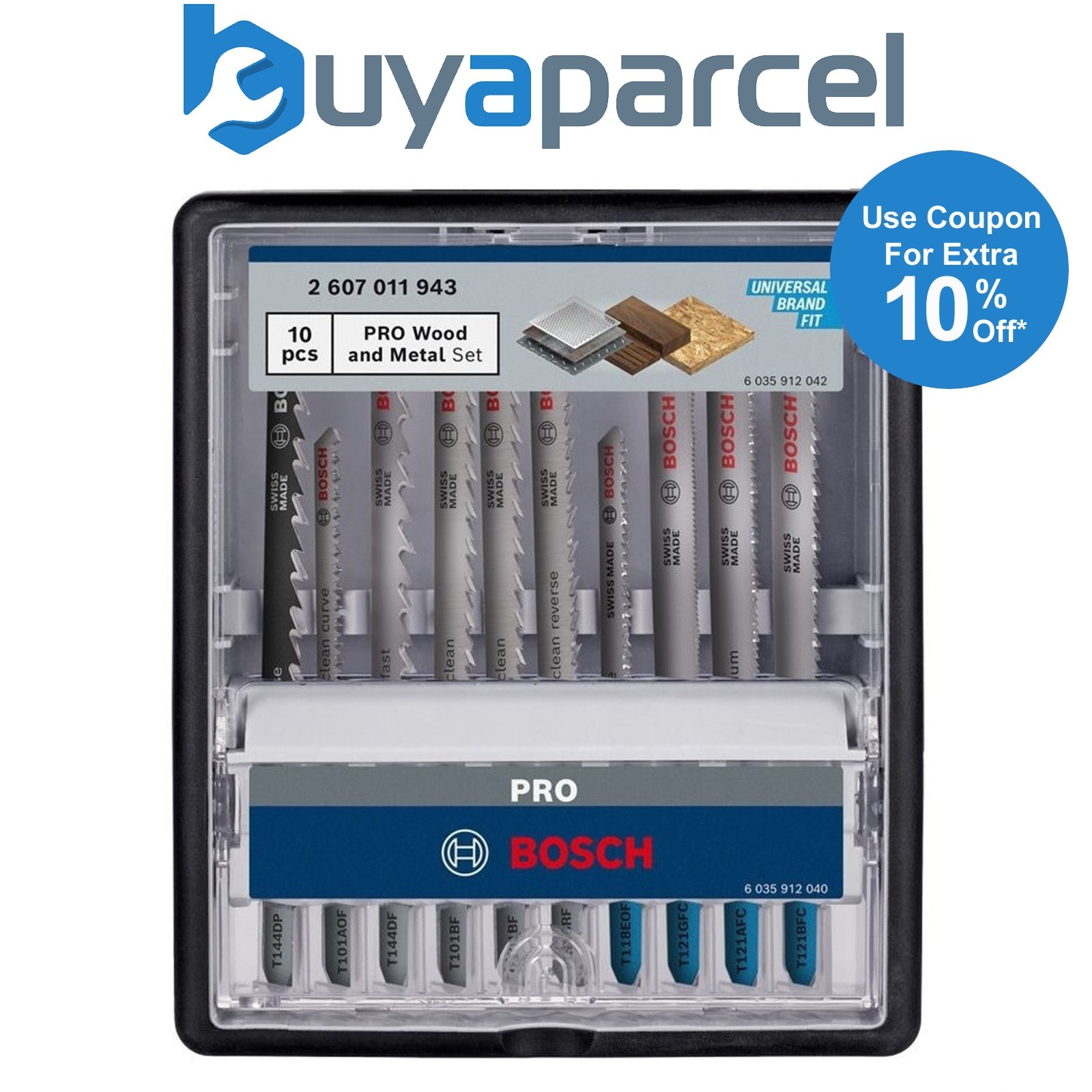 Bosch PRO Robust Line 10 Piece Jigsaw Blade Set Expert For Wood Metal 260701194