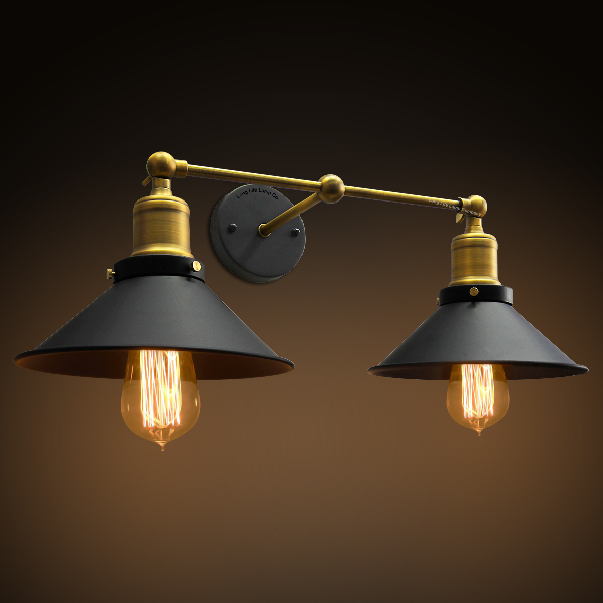 Modern Vintage Industrial Adjustable Double Black Scone Wall Light Lamp WD025-2