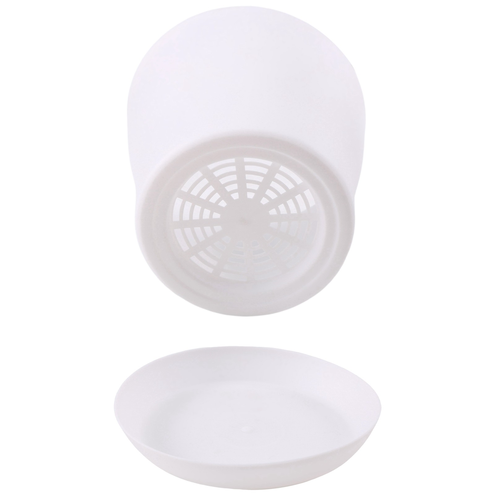 8X(Plastic Plant Flower Pot Planter With Saucer Tray Round Gloss Home6498