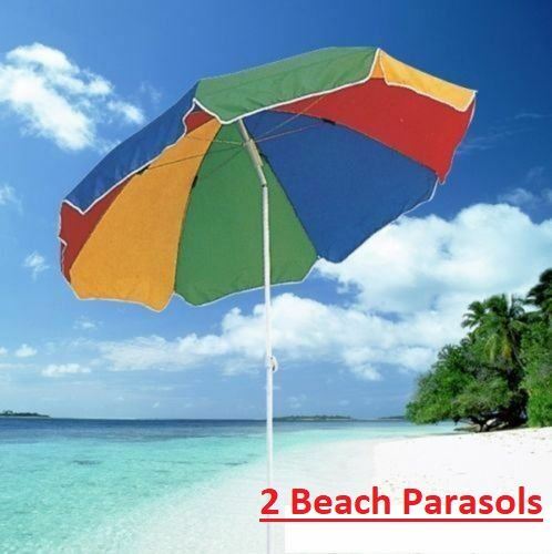 Garden Beach Patio Tilting Umbrella Parasol Sunshade UPF SET OF 2