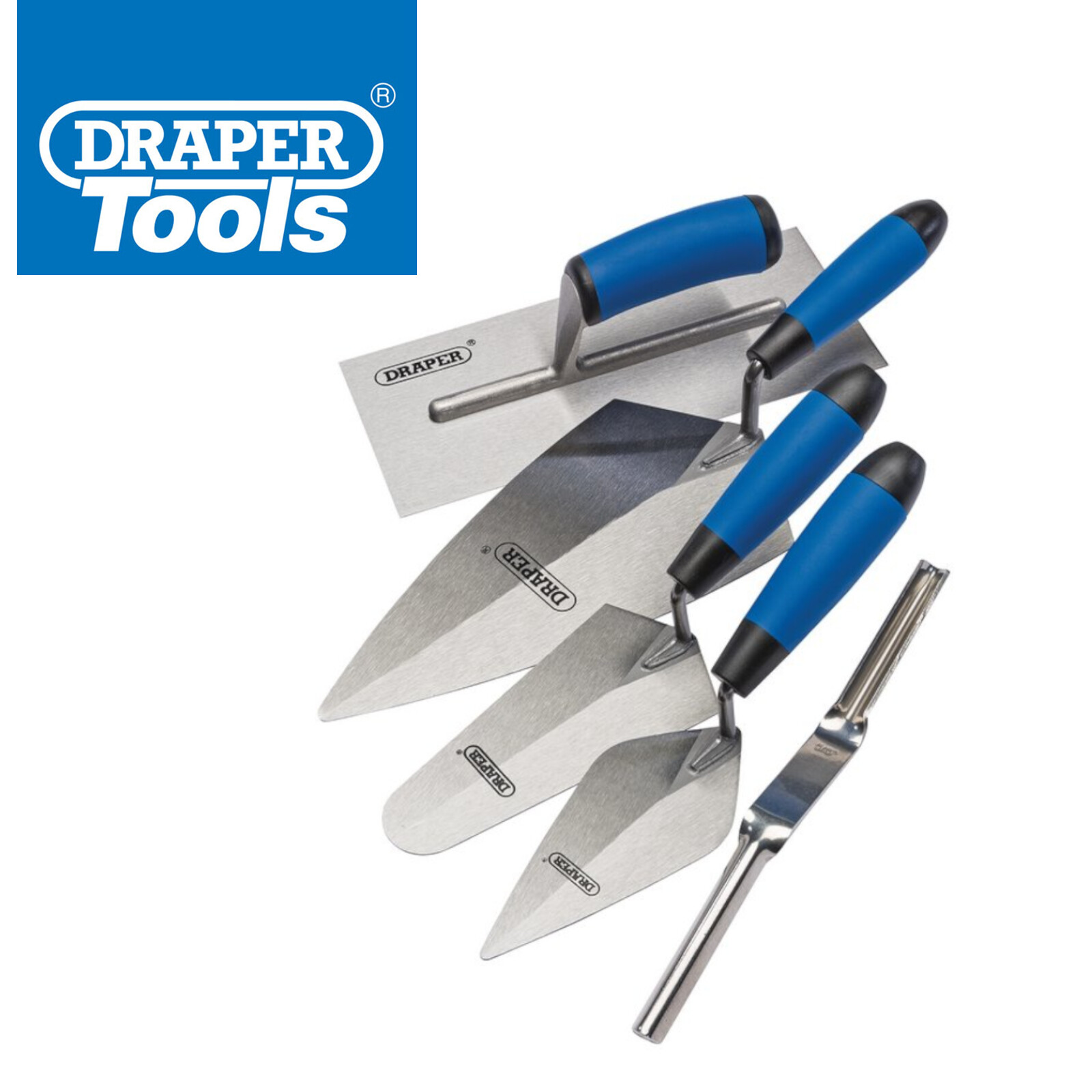 DRAPER 5PC SOFT GRIP TRADEMAN TROWEL SET BRICK PLASTERING BUILDER POINTING 70372