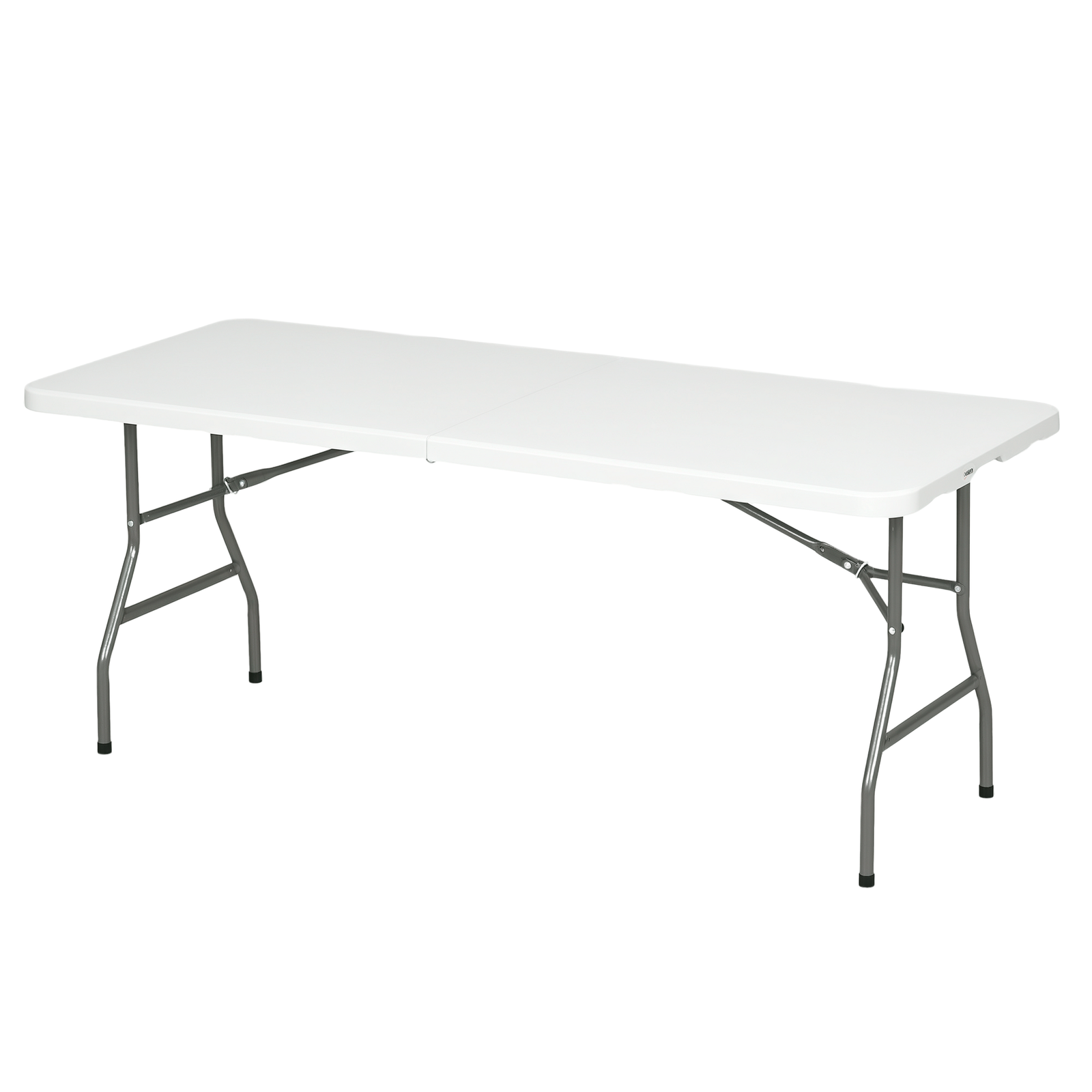Outsunny Folding Garden Table, Patio Table with Metal Frame, White