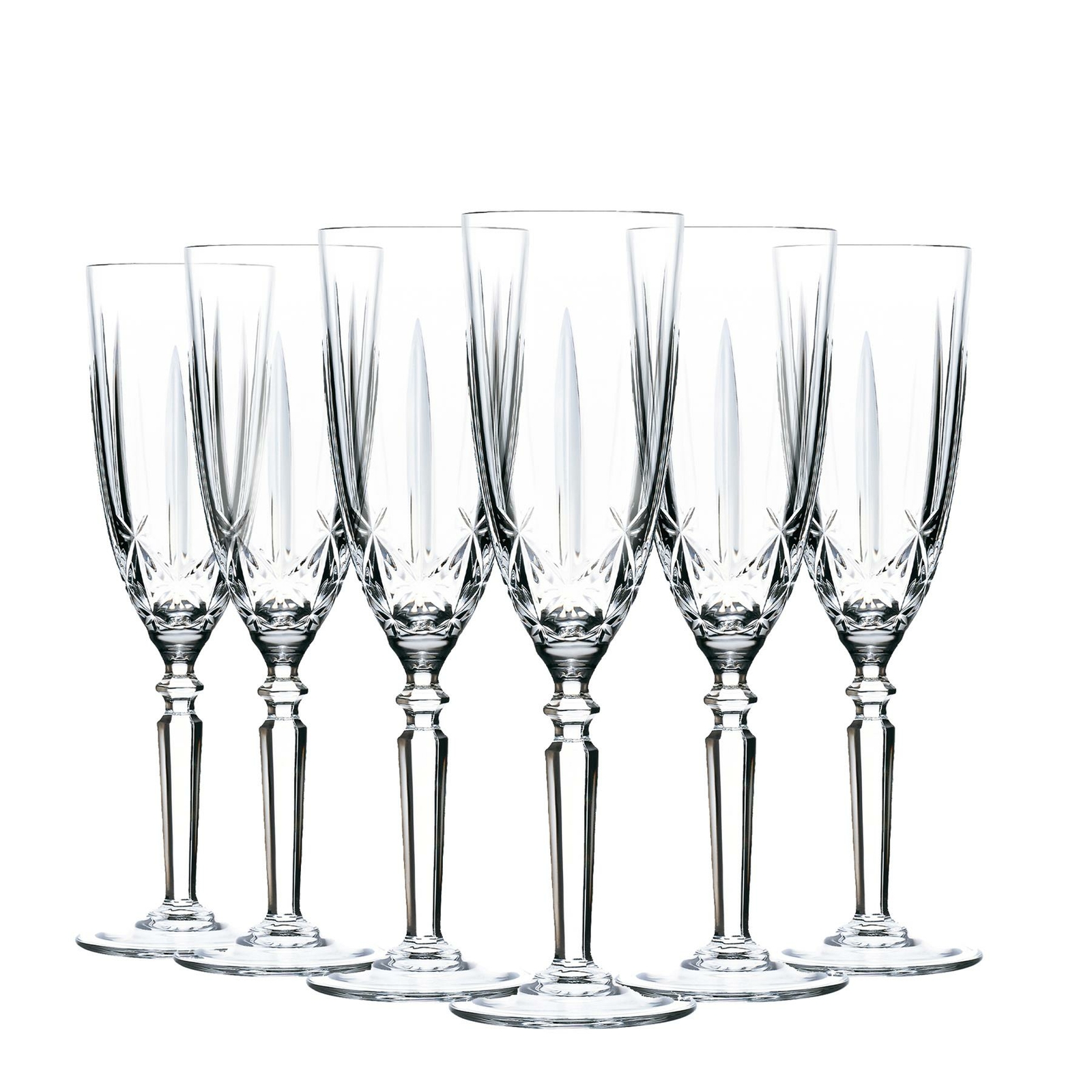 RCR Crystal 12x Orchestra Champagne Flutes Glasses Set Cut Glass Stemware 200ml