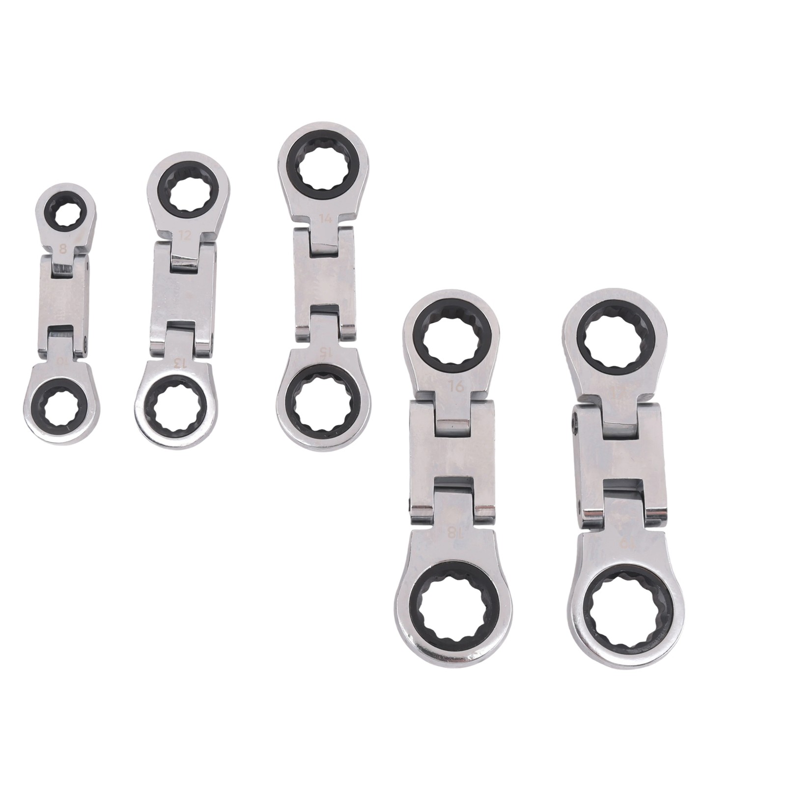 5-Piece Flex-Head Stubby Ratcheting Combination Wrench Set, Wrench Set, 4503