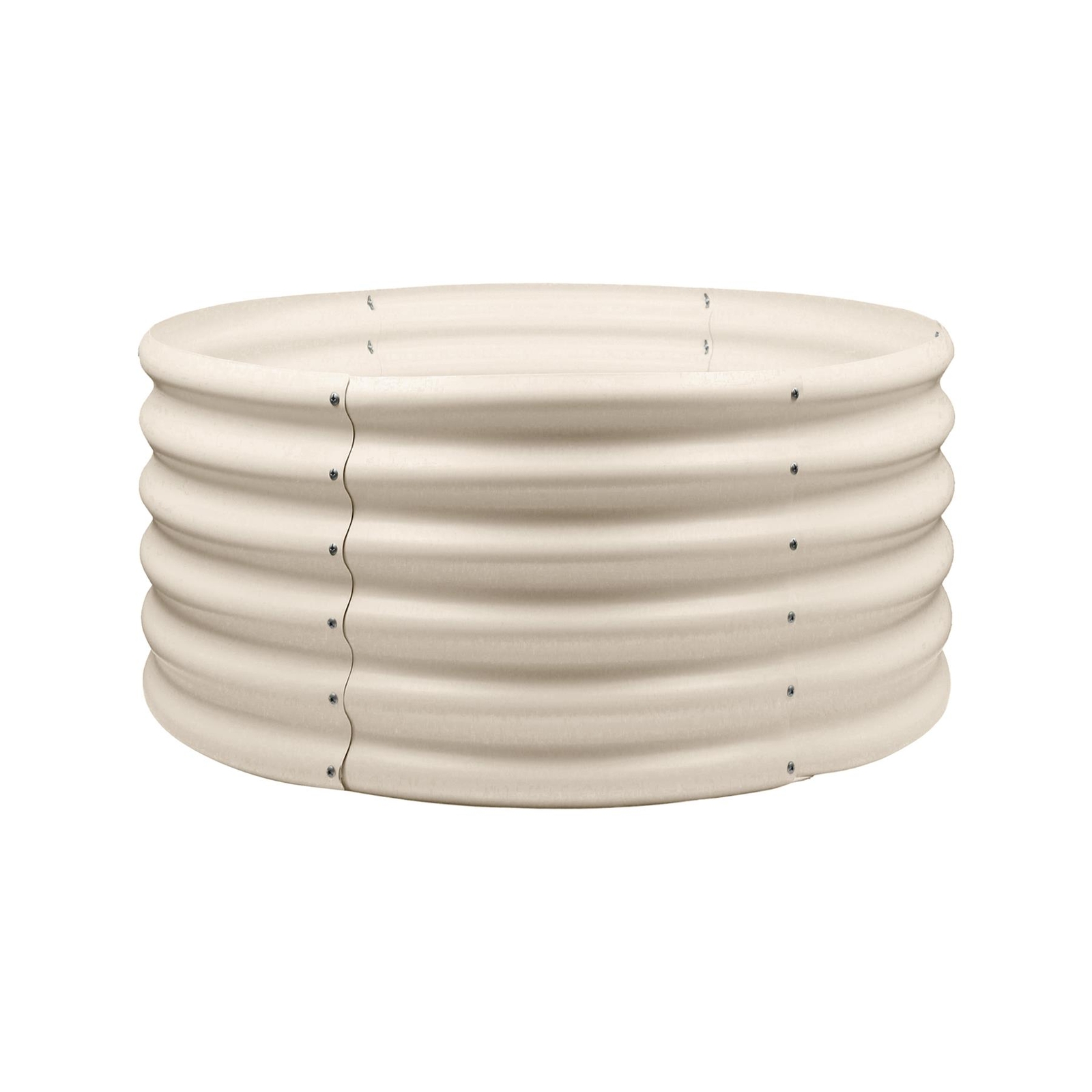 1x Round Raised Garden Bed 90cm x 45cm Ivory Galvanised Steel Planter Box