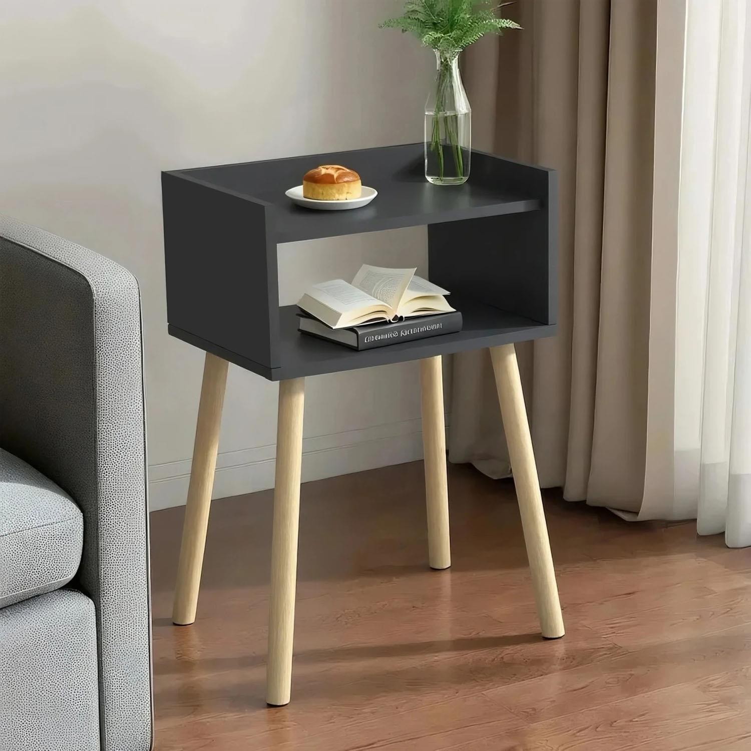 Wooden Bedside Table Bedroom Furniture Storage Nightstand Side Tables Black