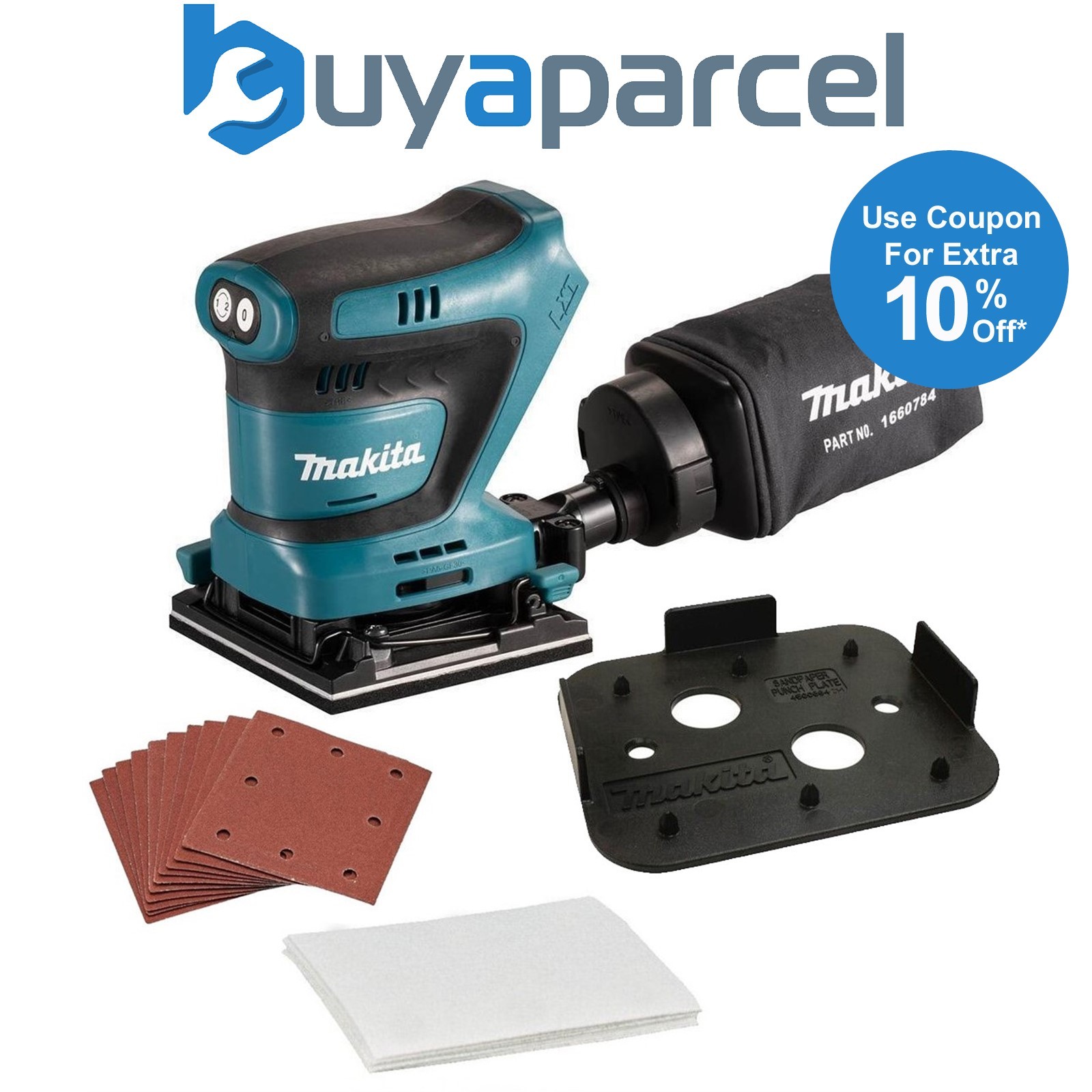 Makita DBO481Z 18v 114mm Detail 1/4 Sheet Finishing Delta Sander + 16 Sheets