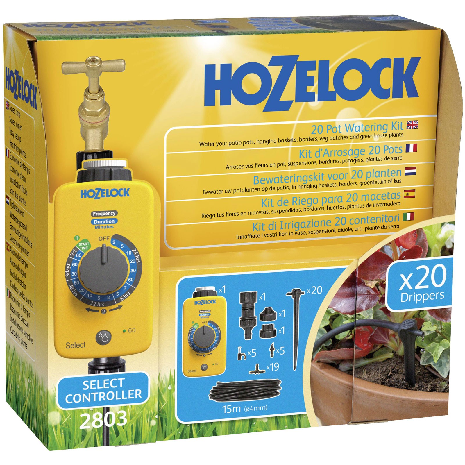 Hozelock Drip Irrigation Set 15m Hose Automatic Watering 20 Pots