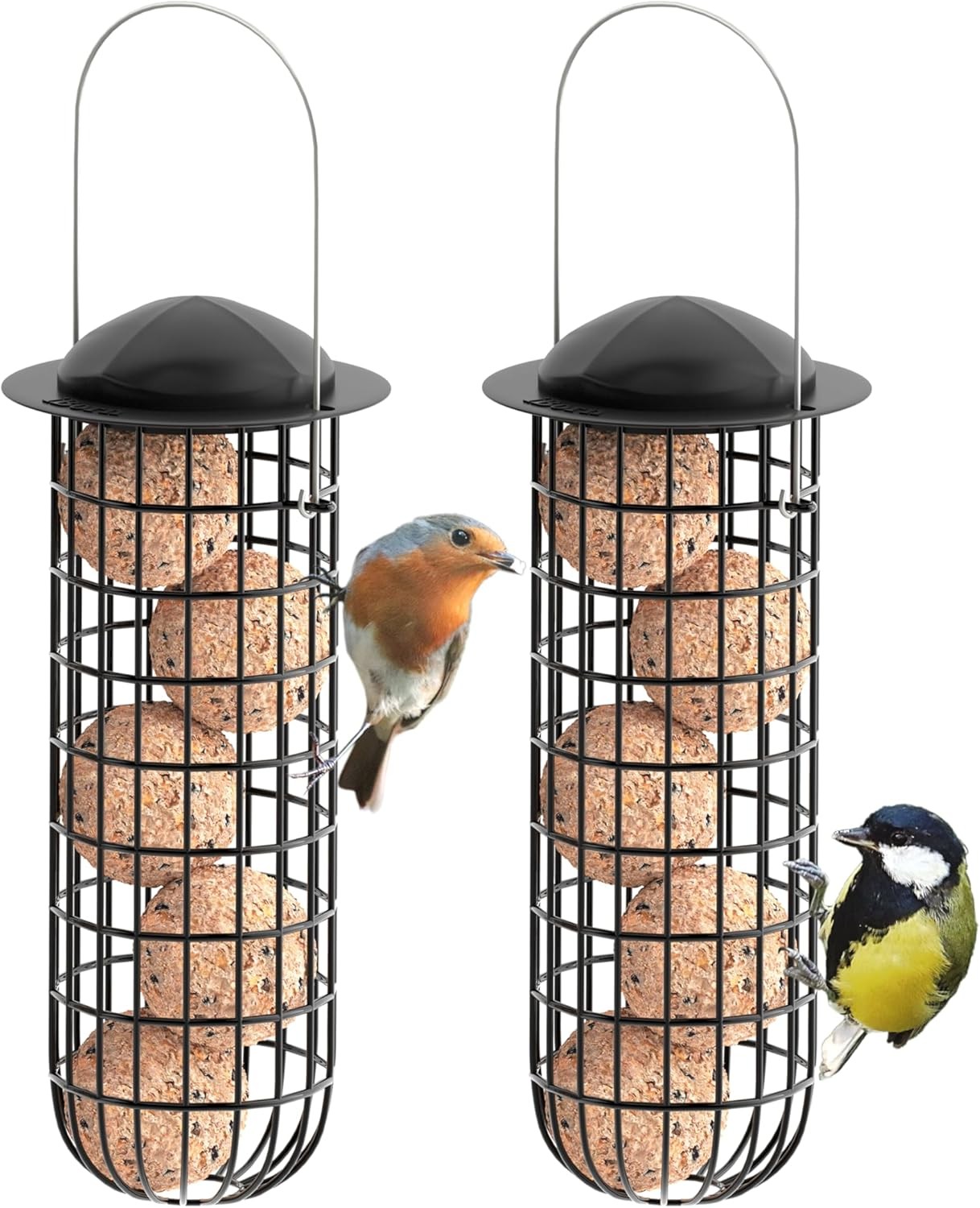iBorn Metal Bird Feeders for Fat Ball Bird Feeders For Wild Birds Set of 2 Ener
