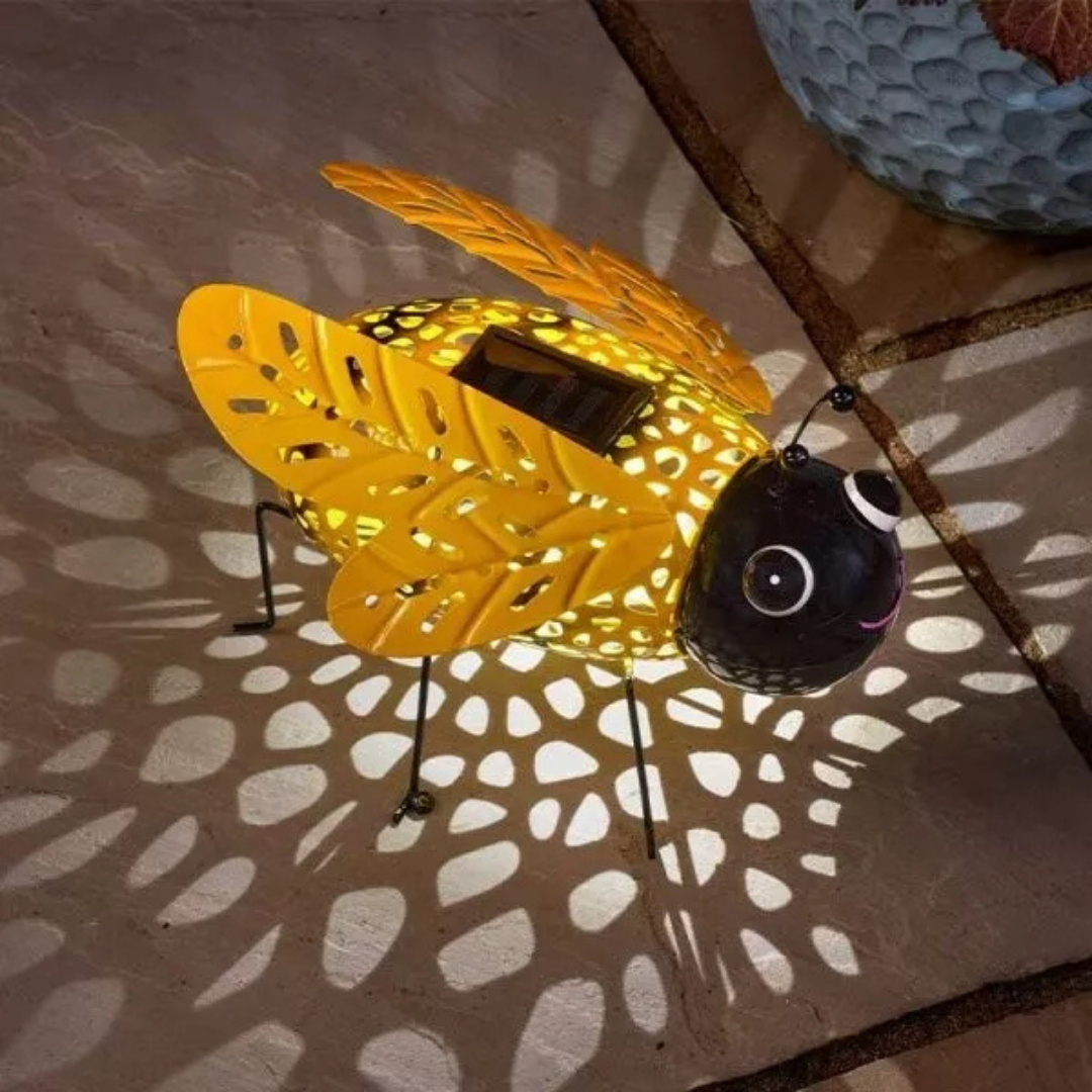 Solar LED Garden Ornament Light Up Bee Large Outdoor Lighting Decor 26cm Metal