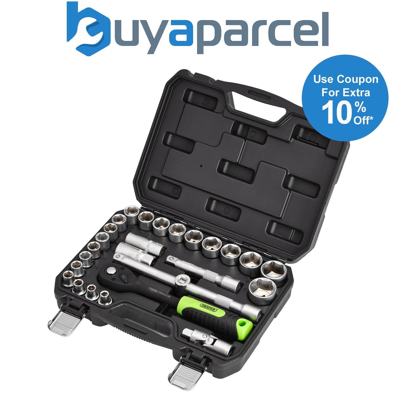 Draper 24234 Draper HI-TORQ Metric Socket Set, 1/2" Sq. Dr. (27 Piece)