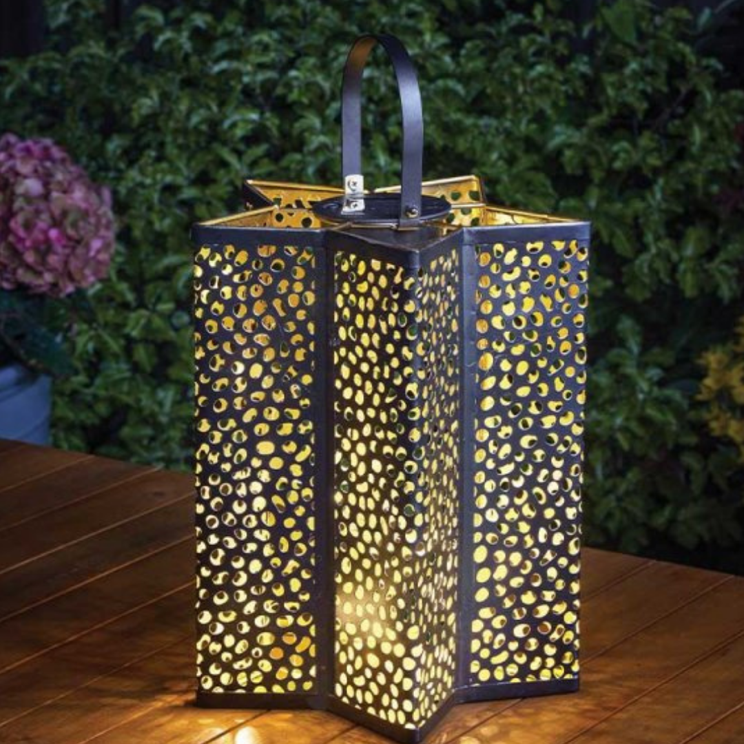 Solar LED Garden Lantern Hanging Light Up Star Lamp Outdoor Lighting Large 30cm