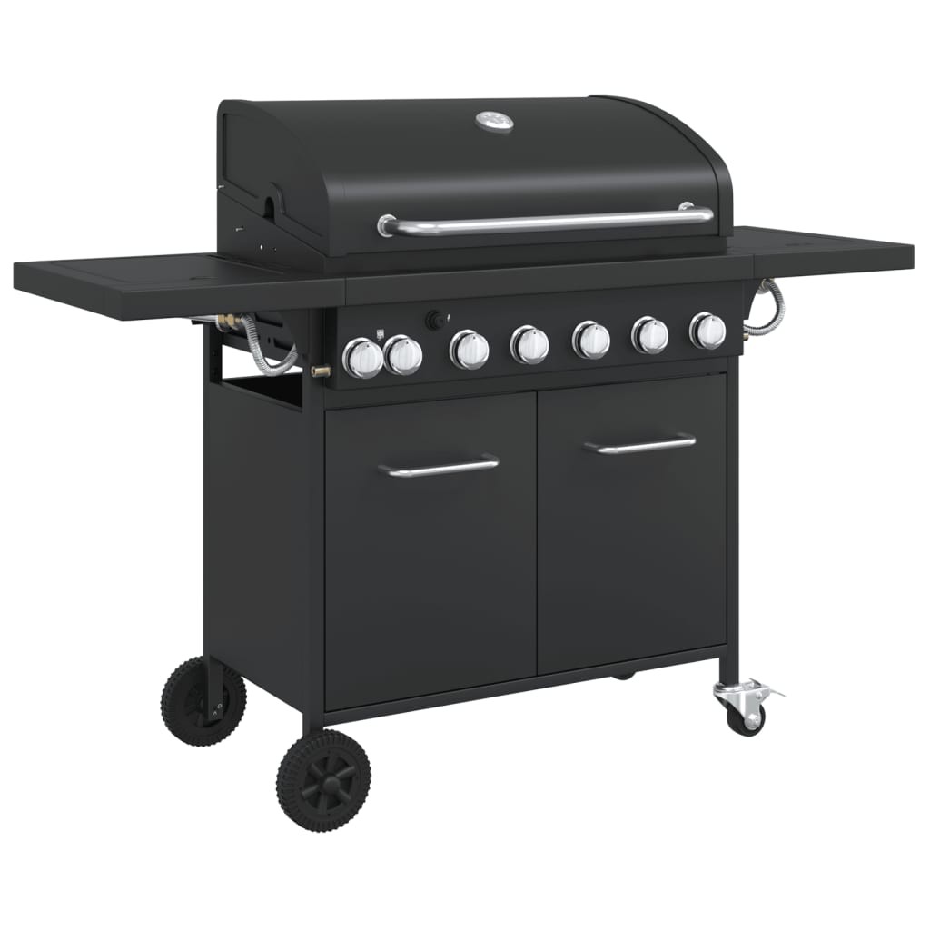 Gas BBQ Grill with 7 Burners Barbecue Black Powder-coated Steel vidaXL