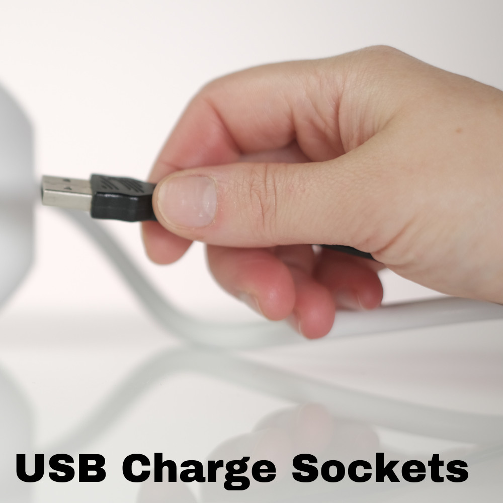 10m 2 Way Gang 13A UK Mains Power Socket Reel Extension Lead Cable 2x USB Ports