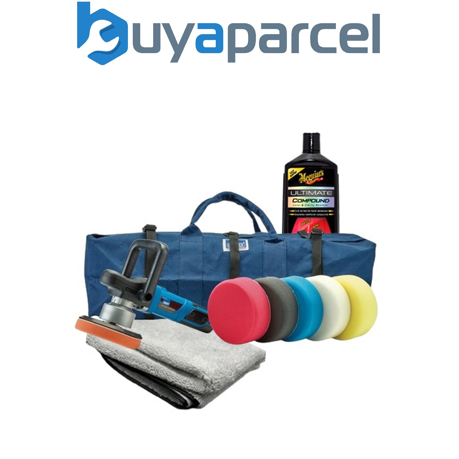 Draper DA Car Polisher 150mm Detailing Buffer 5 Sponge Kit + Meg Compound Mix