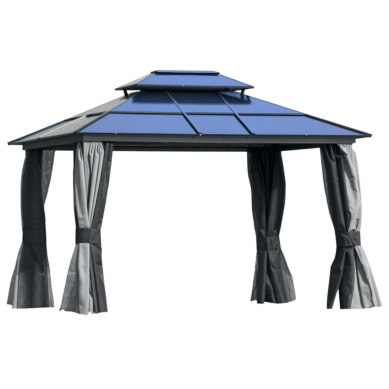 Outsunny 3x3.6(m) Polycarbonate Hardtop Gazebo w/ Double Roof & Aluminium Frame