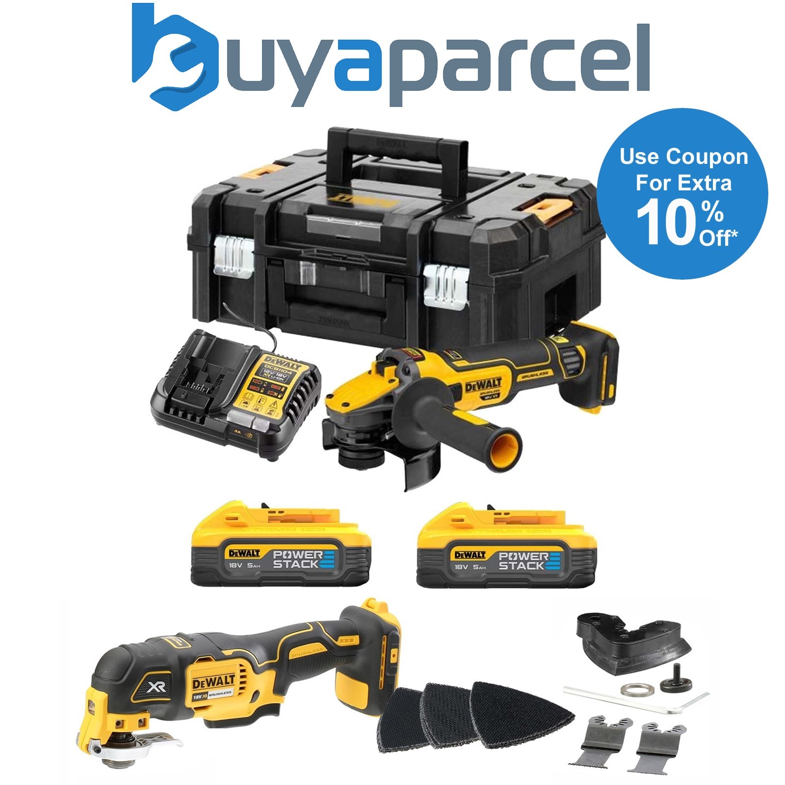 DeWalt DCG409H2T 18v 125mm XR FlexVolt Advantage Grinder + DCS355N Multi Tool