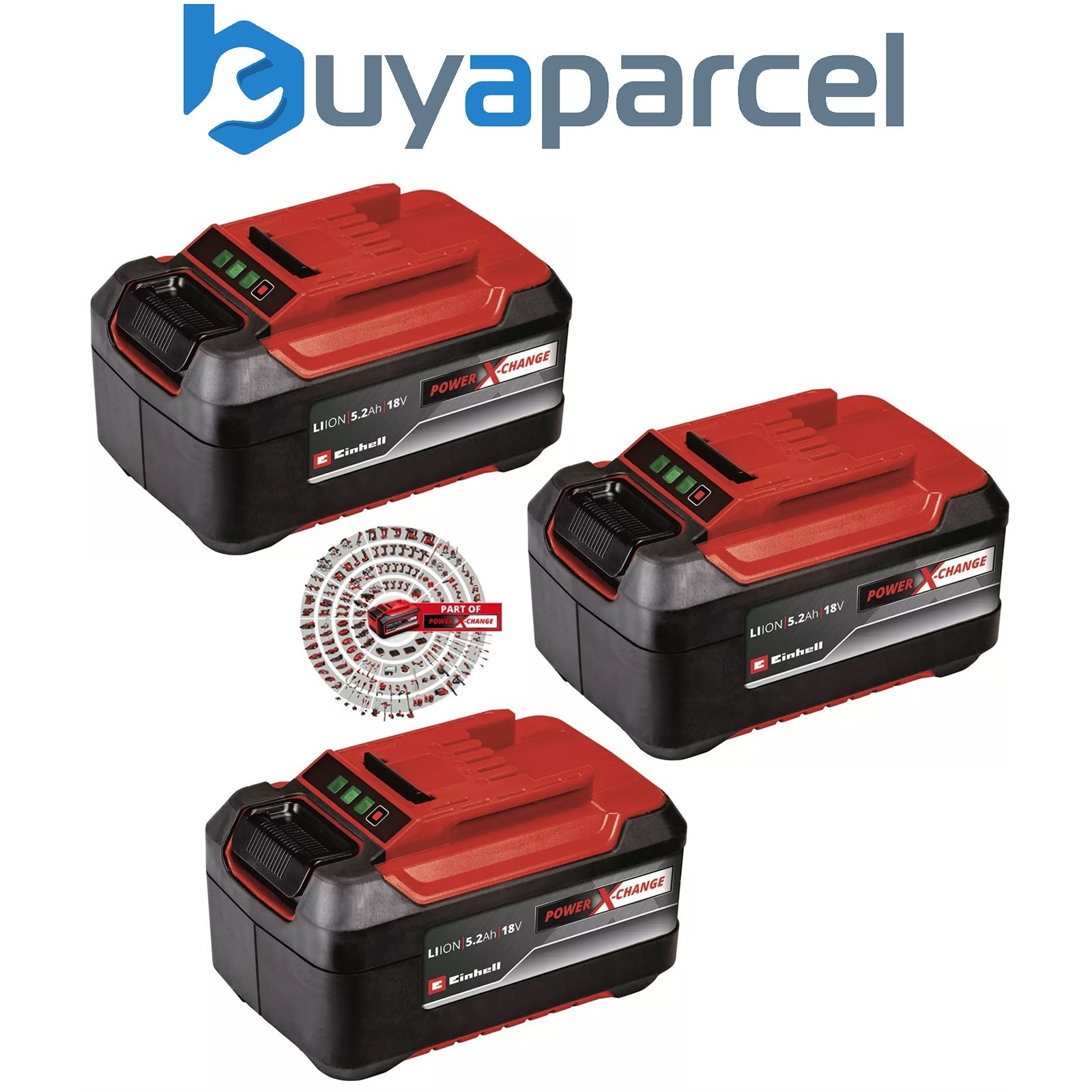 Einhell 3 X 5.2Ah PLUS 18V Battery Power X-Change Rechargeable Dust Resistant